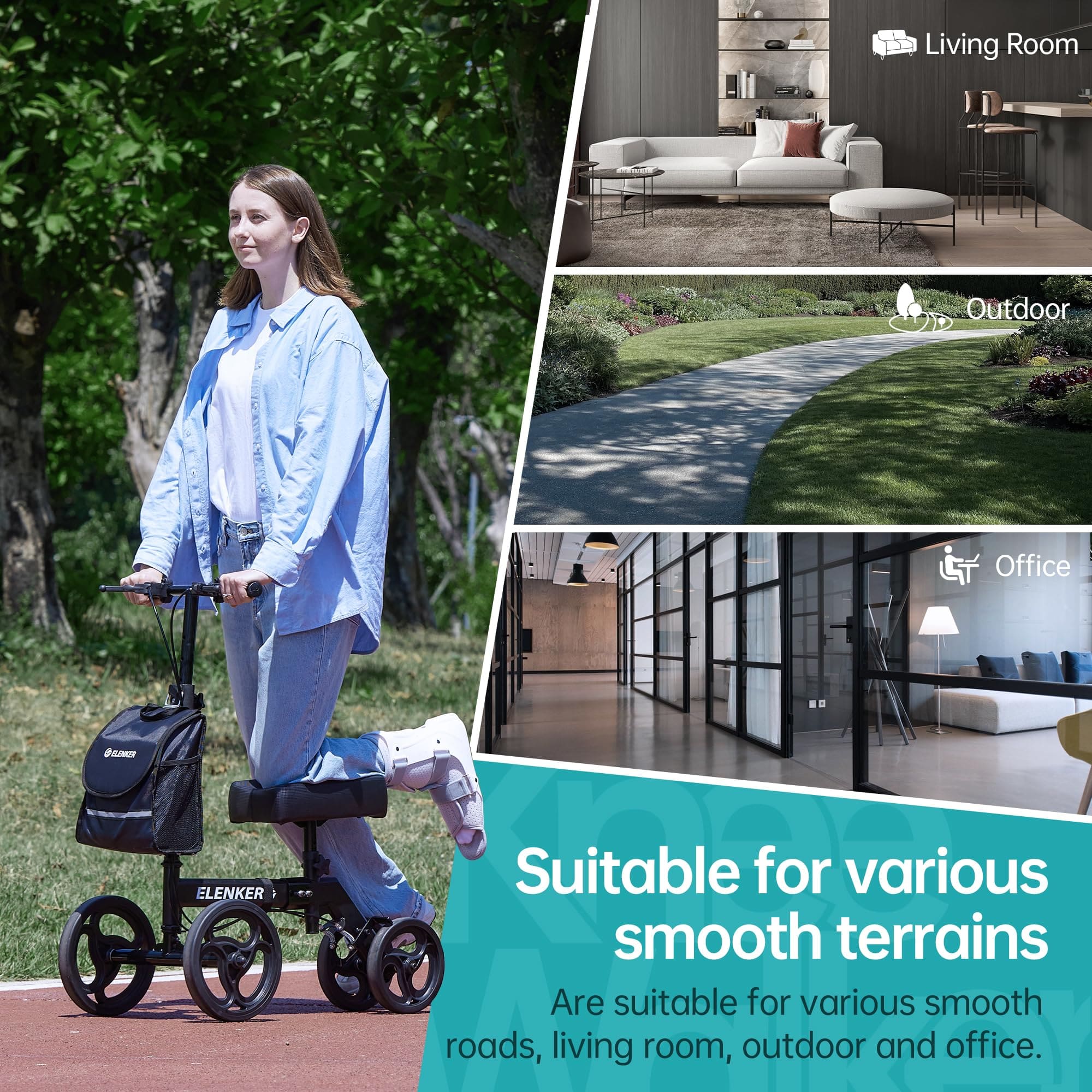 YF-9002D Steerable Deluxe Medical Knee Walker 10