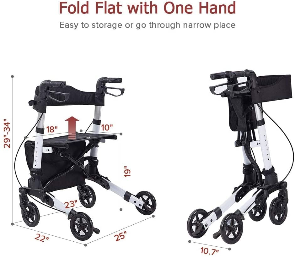HFK-9202D Dual-Brake Compact Foldable Rollator Walker 6