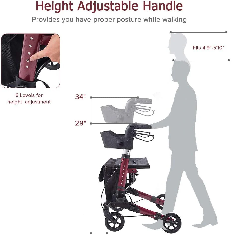 HFK-9202D Dual-Brake Compact Foldable Rollator Walker 6