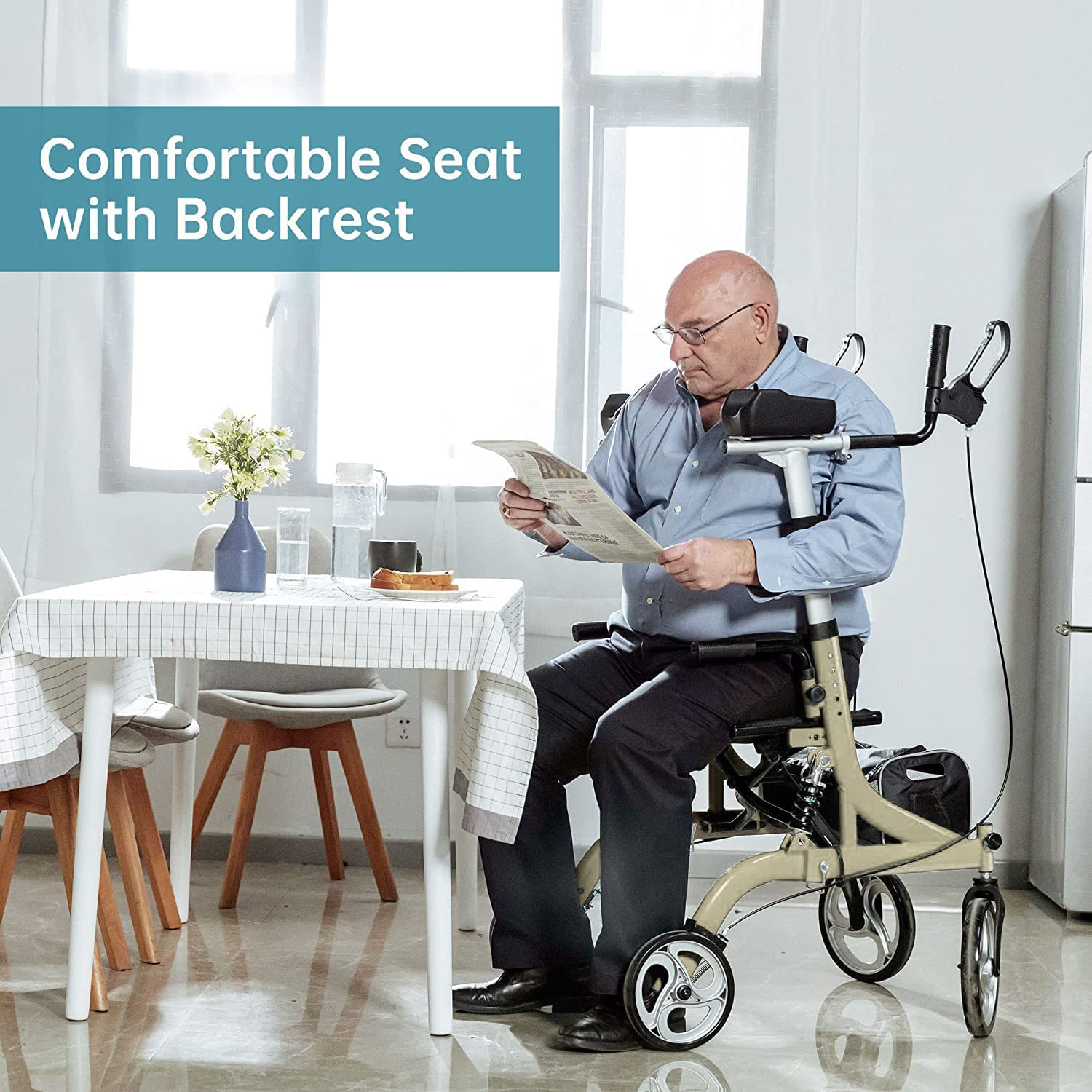 HFK-9211B Dual-Brake Shock-Absorbing Upright Walker 8