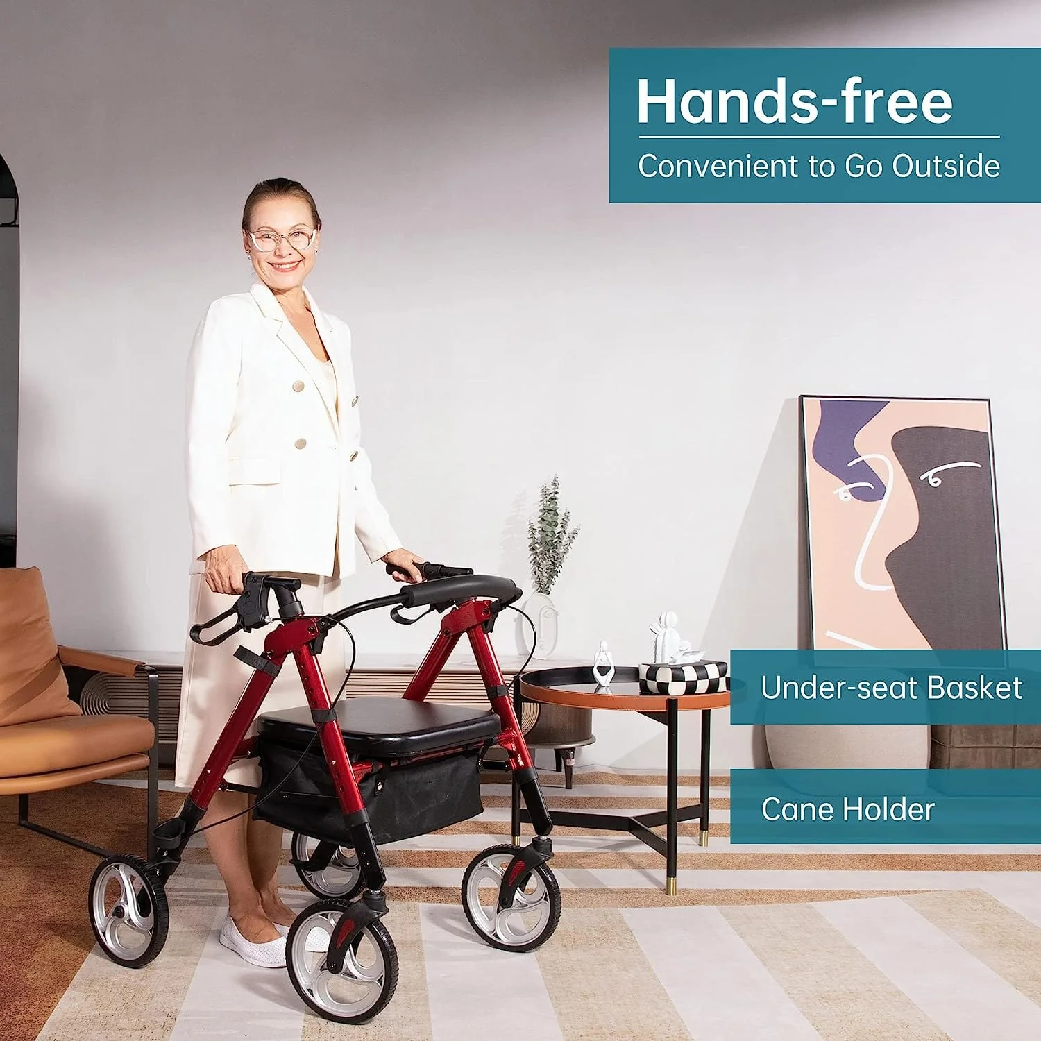 HFK-9219 Dual-Brake Heavy Duty Rollator Walker 10