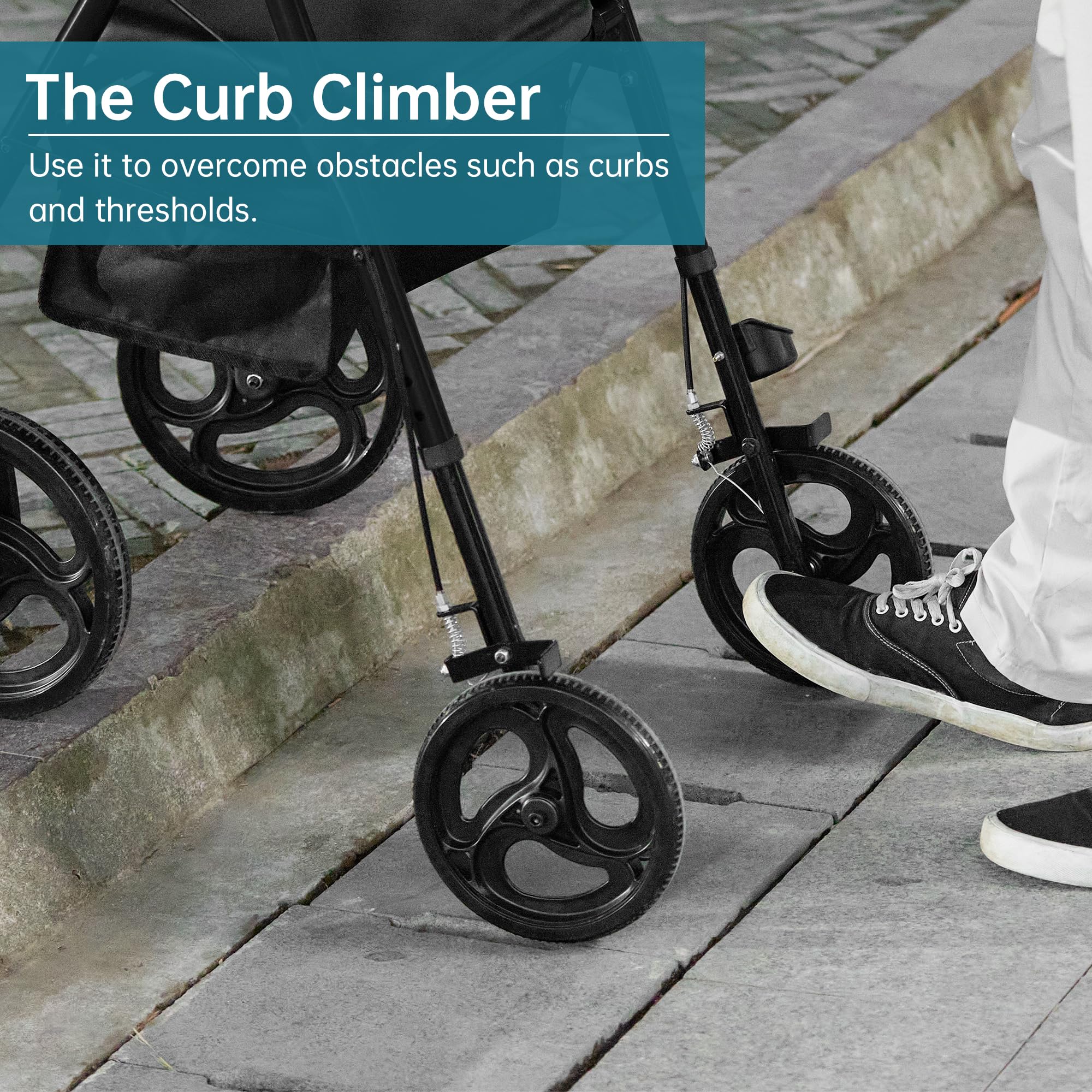 YF-9007B Dual-Brake Ergonomic Handgrip Rollator Walker 8