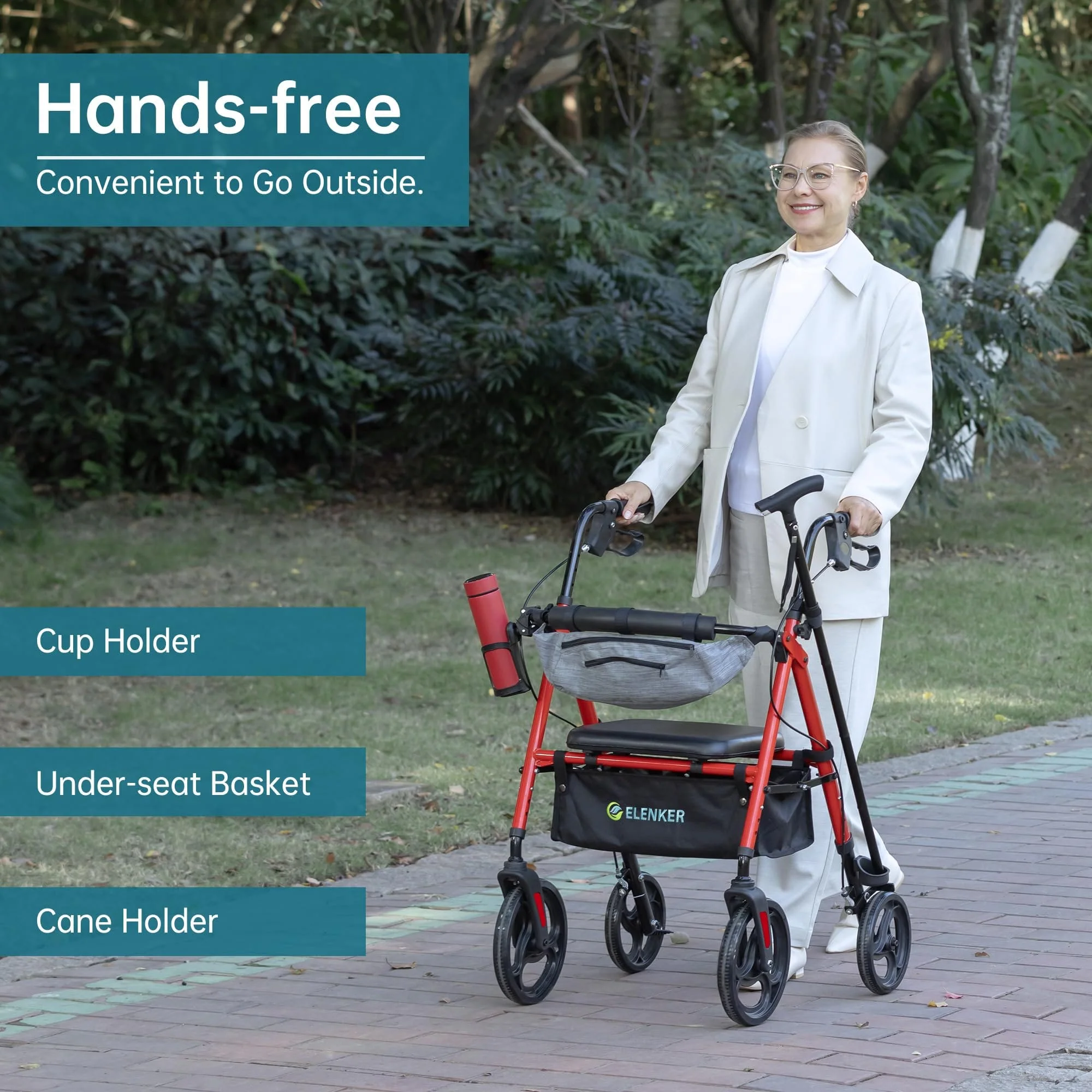 YF-9007C Dual-Brake Rollator Walker 8