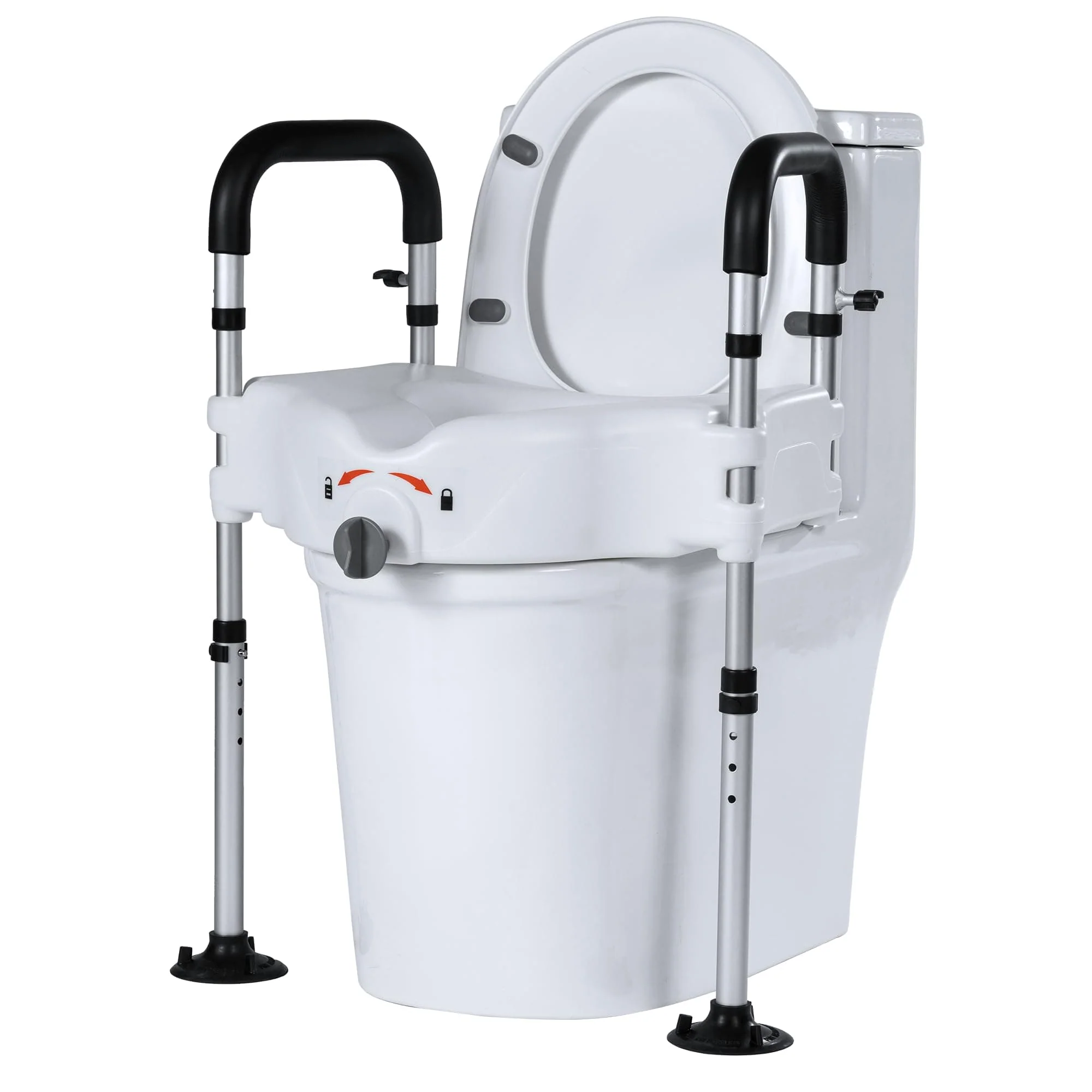 HFK-3377 Height-Adjustable Raised Toilet Seat-Assisted Stand-Up Support