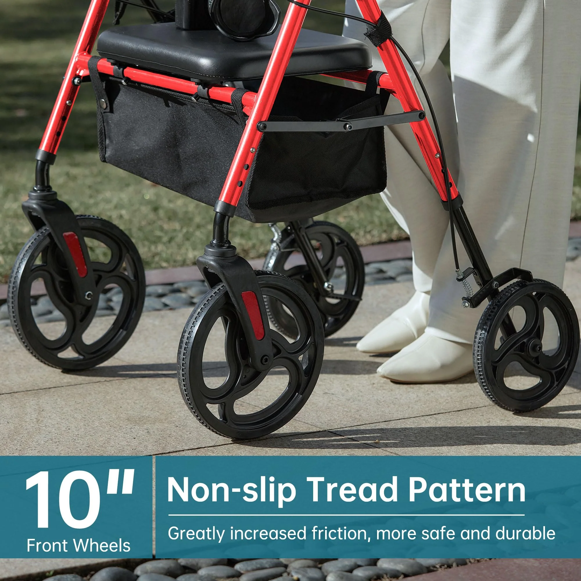 YF-9007B Dual-Brake Ergonomic Handgrip Rollator Walker 8