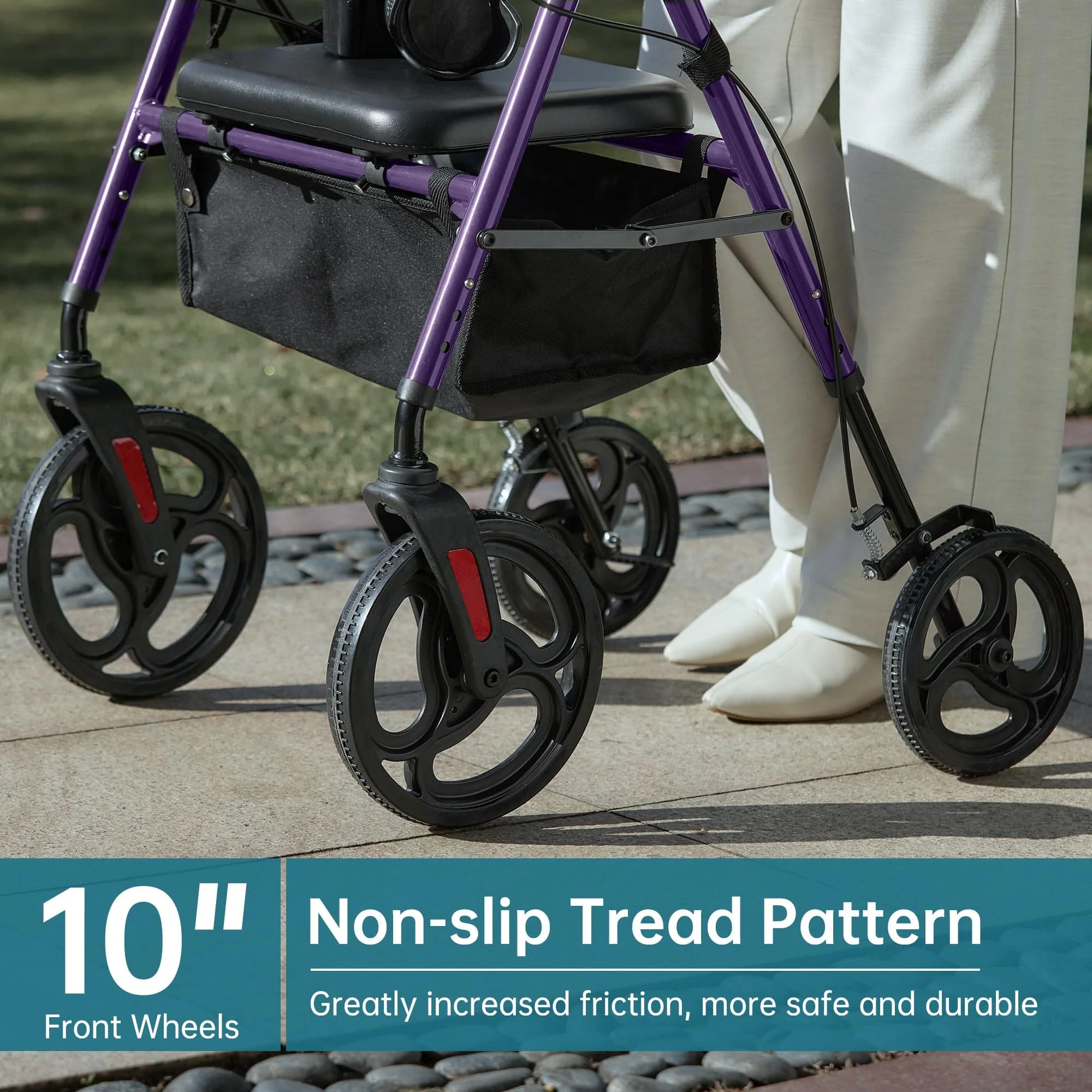 YF-9007B Dual-Brake Ergonomic Handgrip Rollator Walker 8