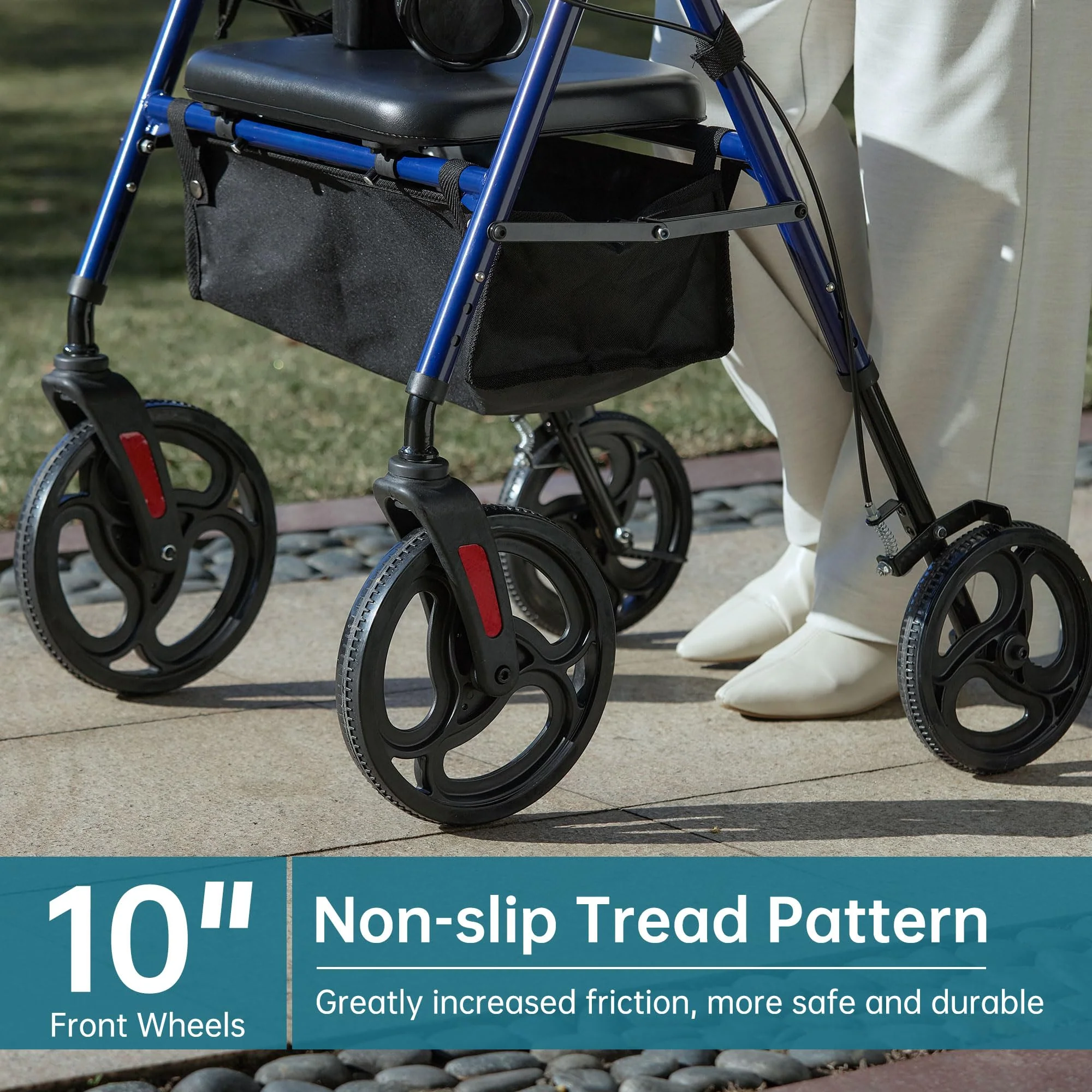 YF-9007B Dual-Brake Ergonomic Handgrip Rollator Walker 8