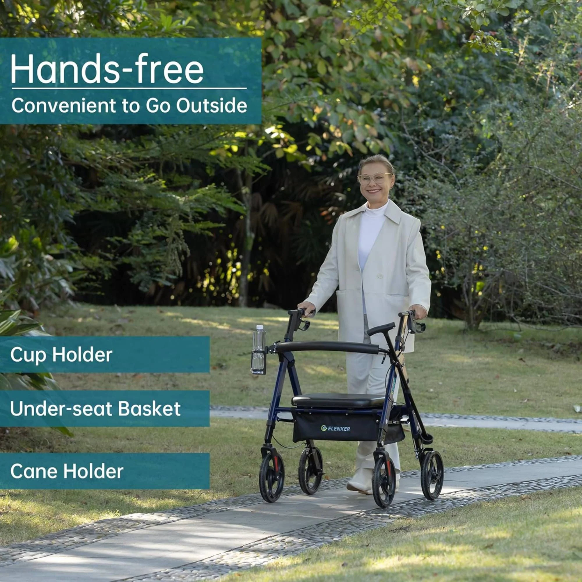 YF-9007A Dual-Brake Heavy Duty Rollator Walker 10