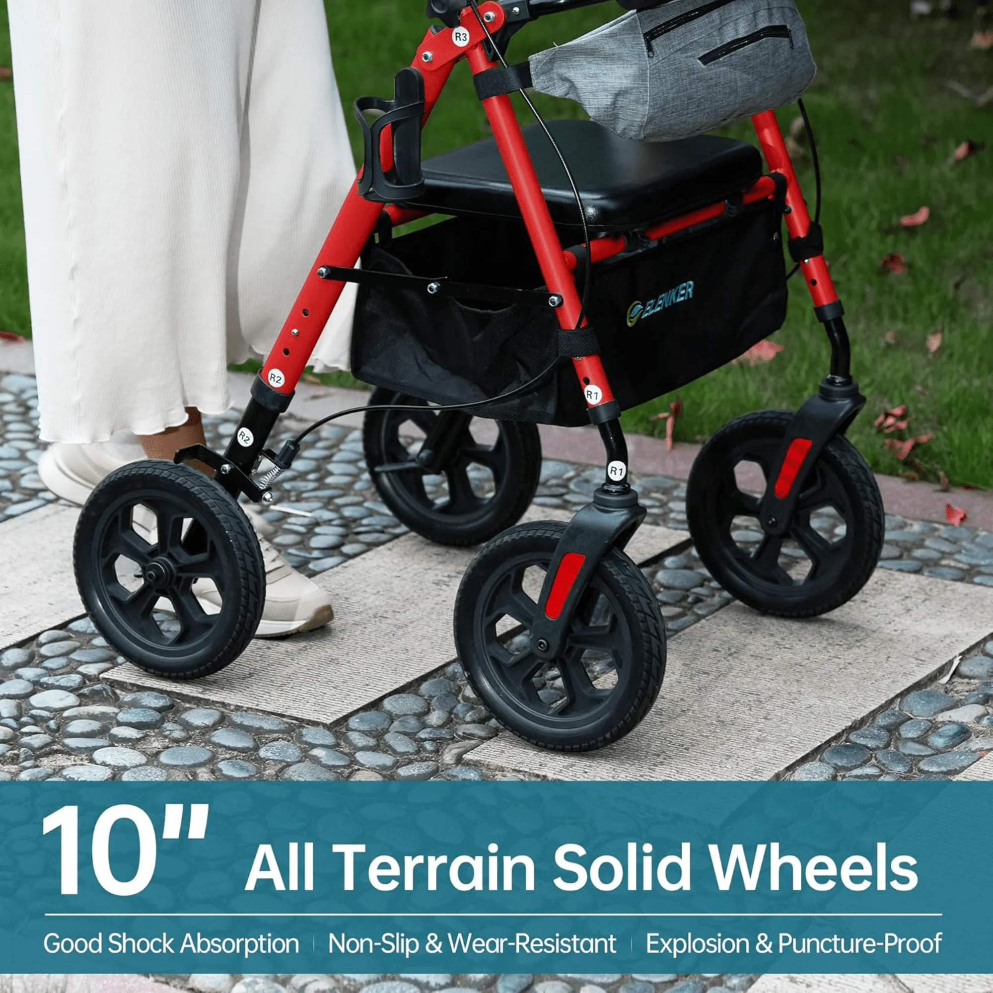 YF-9007E All-Terrain Dual-Brake Rollator Walker 10