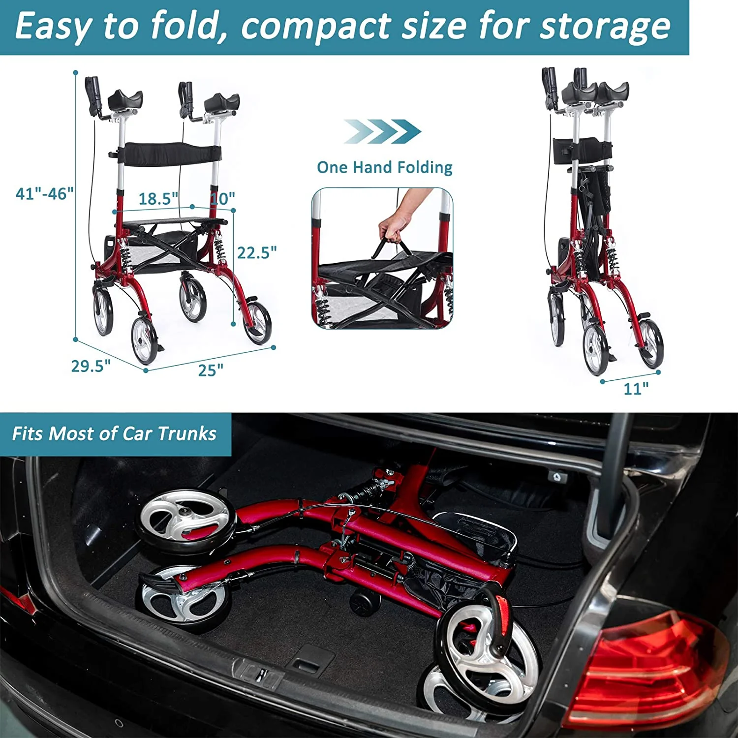 HFK-9211B Dual-Brake Shock-Absorbing Upright Walker 8