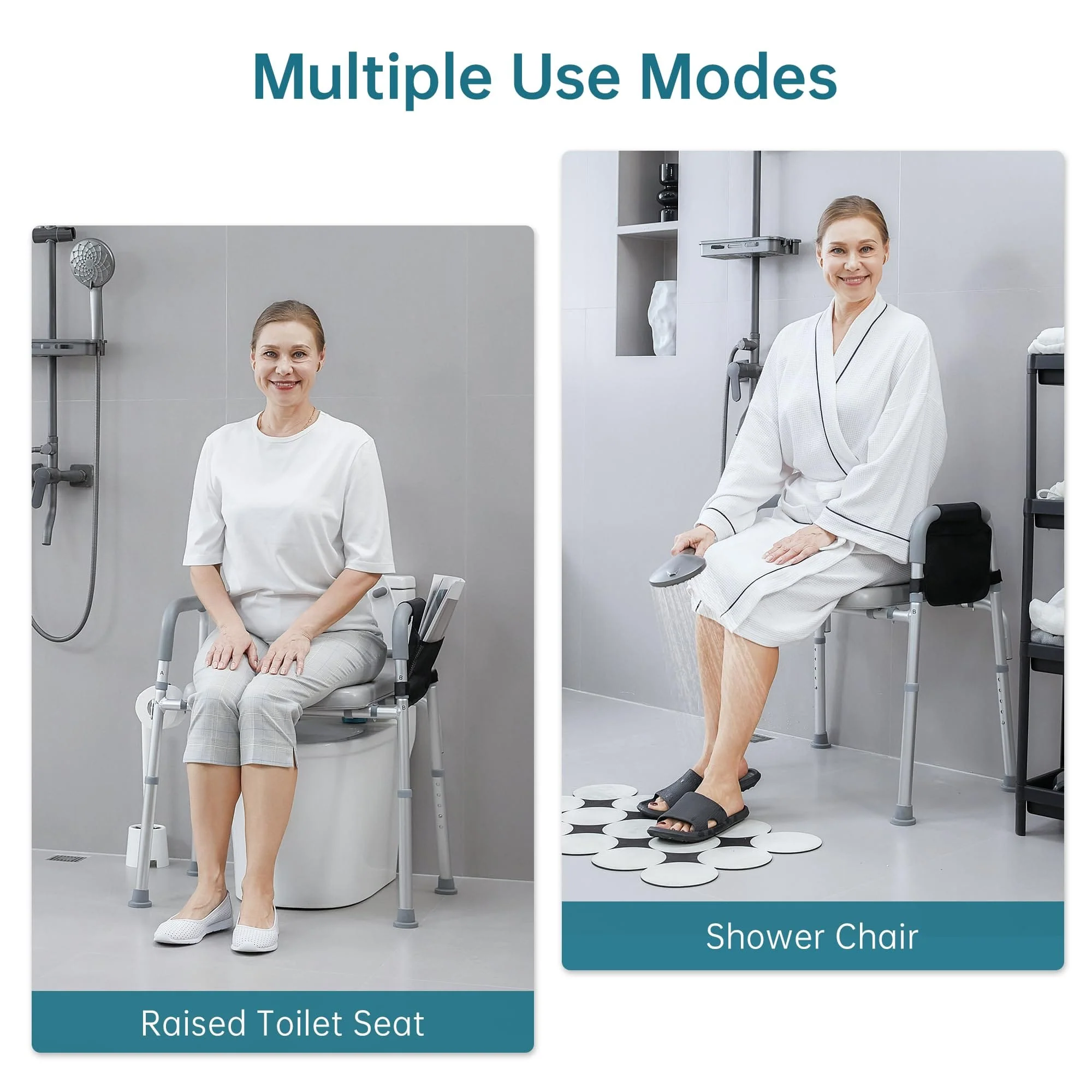 HFK-3367KD Height-Adjustable Raised Toilet Seat With Soft Padded Seat