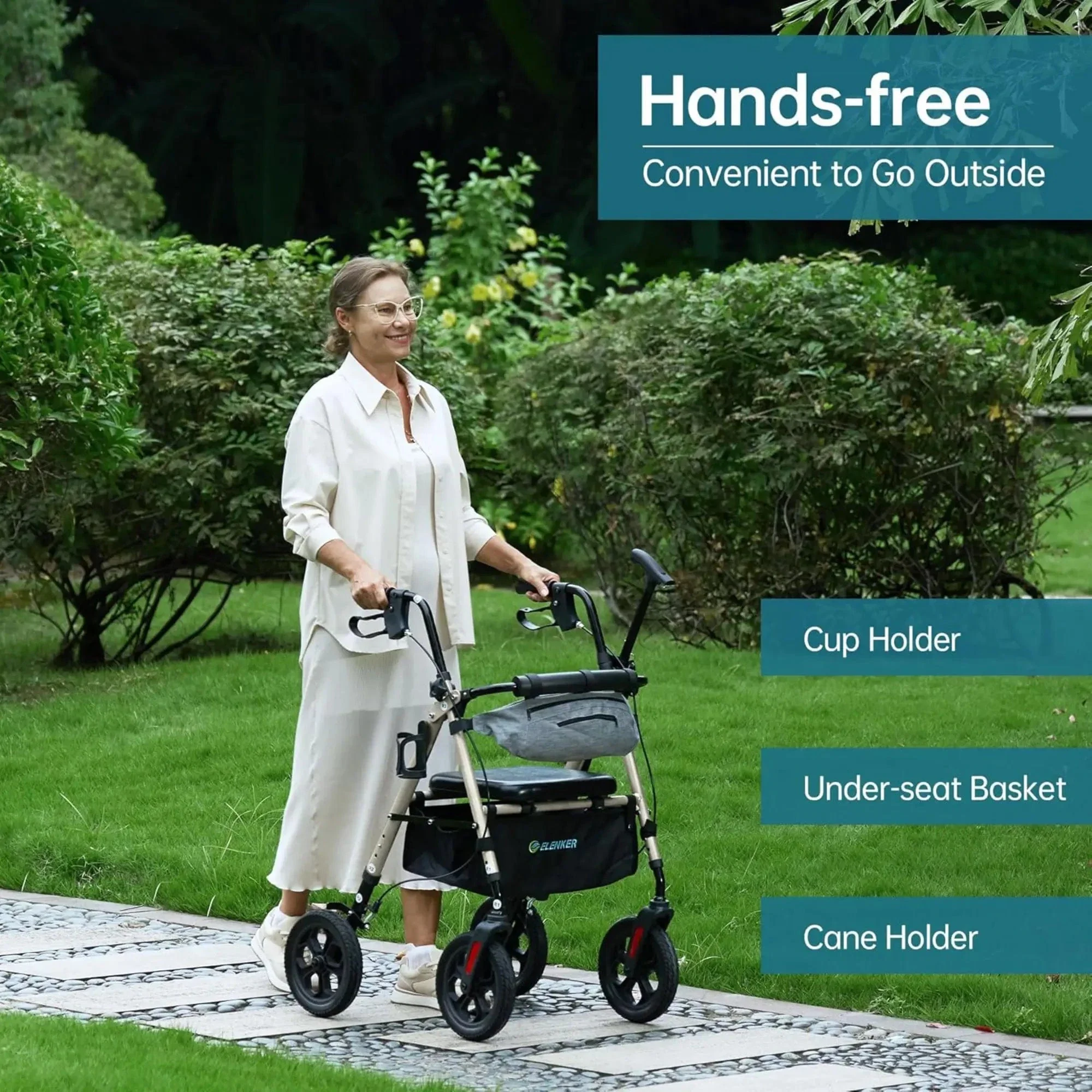 YF-9007E All-Terrain Dual-Brake Rollator Walker 10