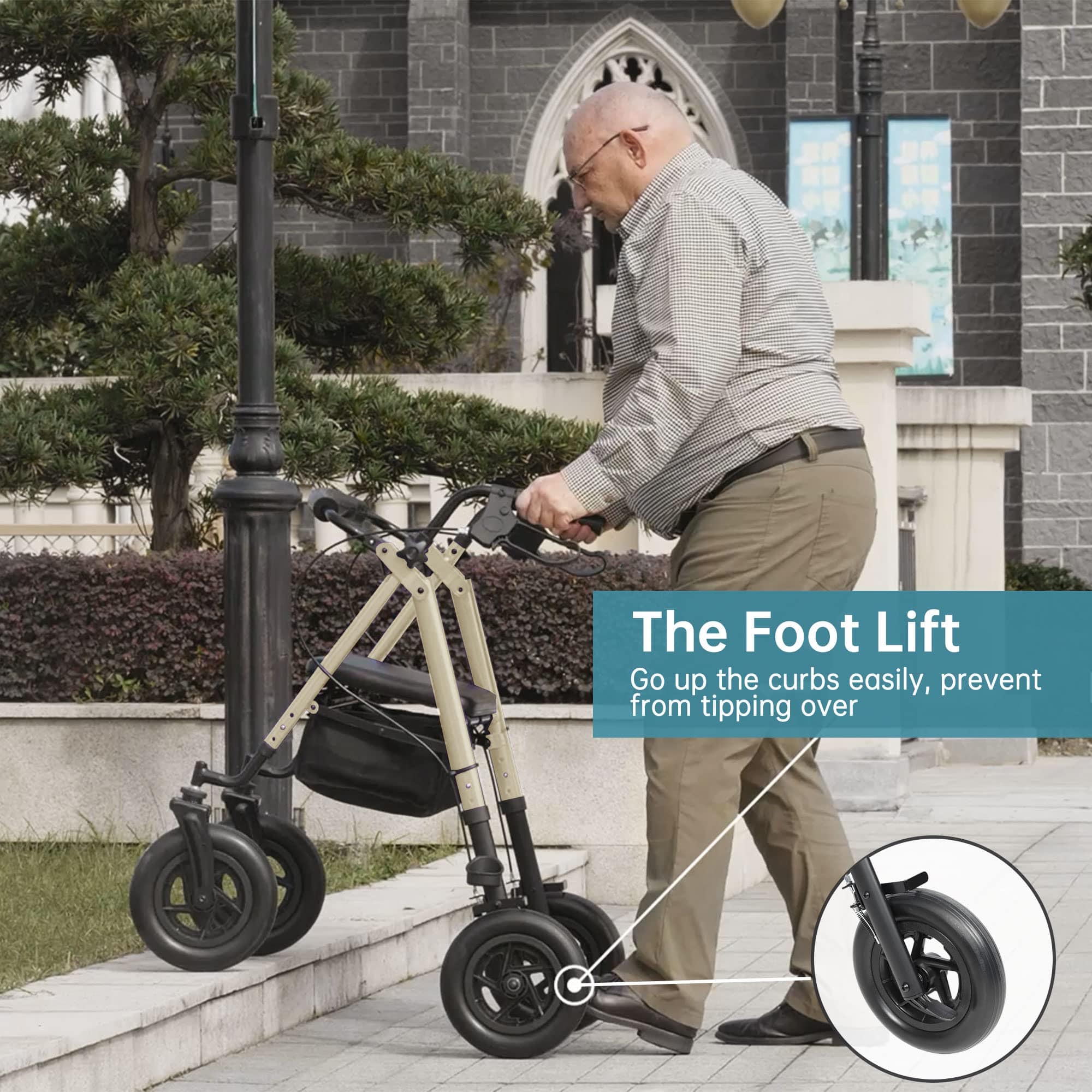 HFK-9236D4 All Terrain Dual-Brake Rollator Walker 10