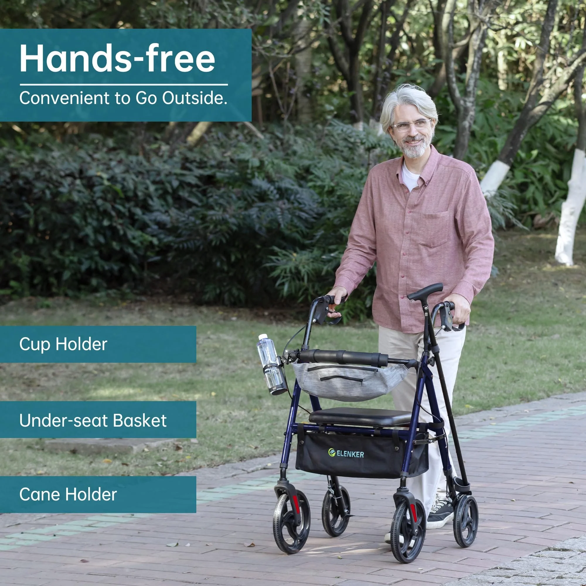 YF-9007C Dual-Brake Rollator Walker 8