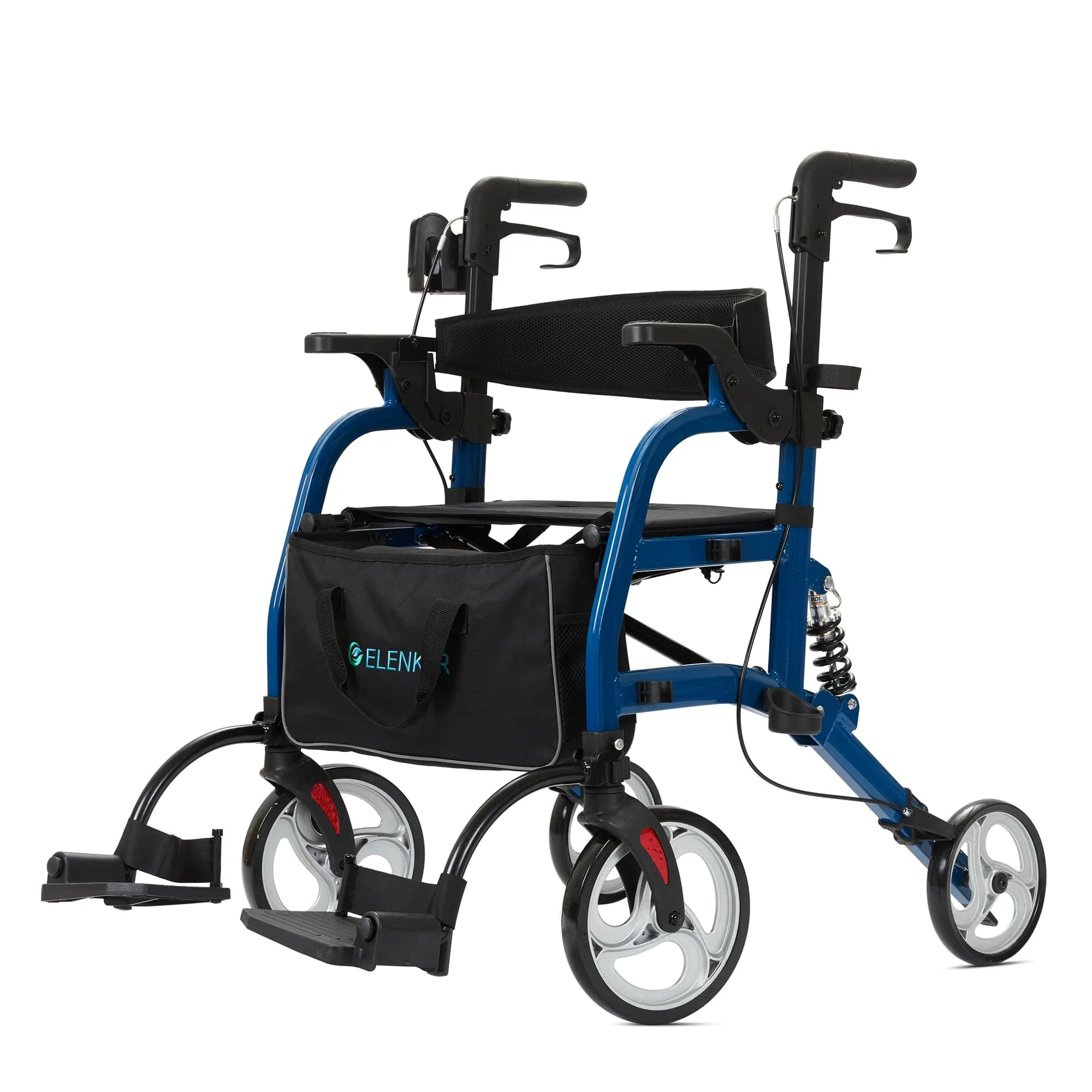 HFK-9294 2-in-1 Shock-Absorbing Rollator Walker 8” Rear Wheels