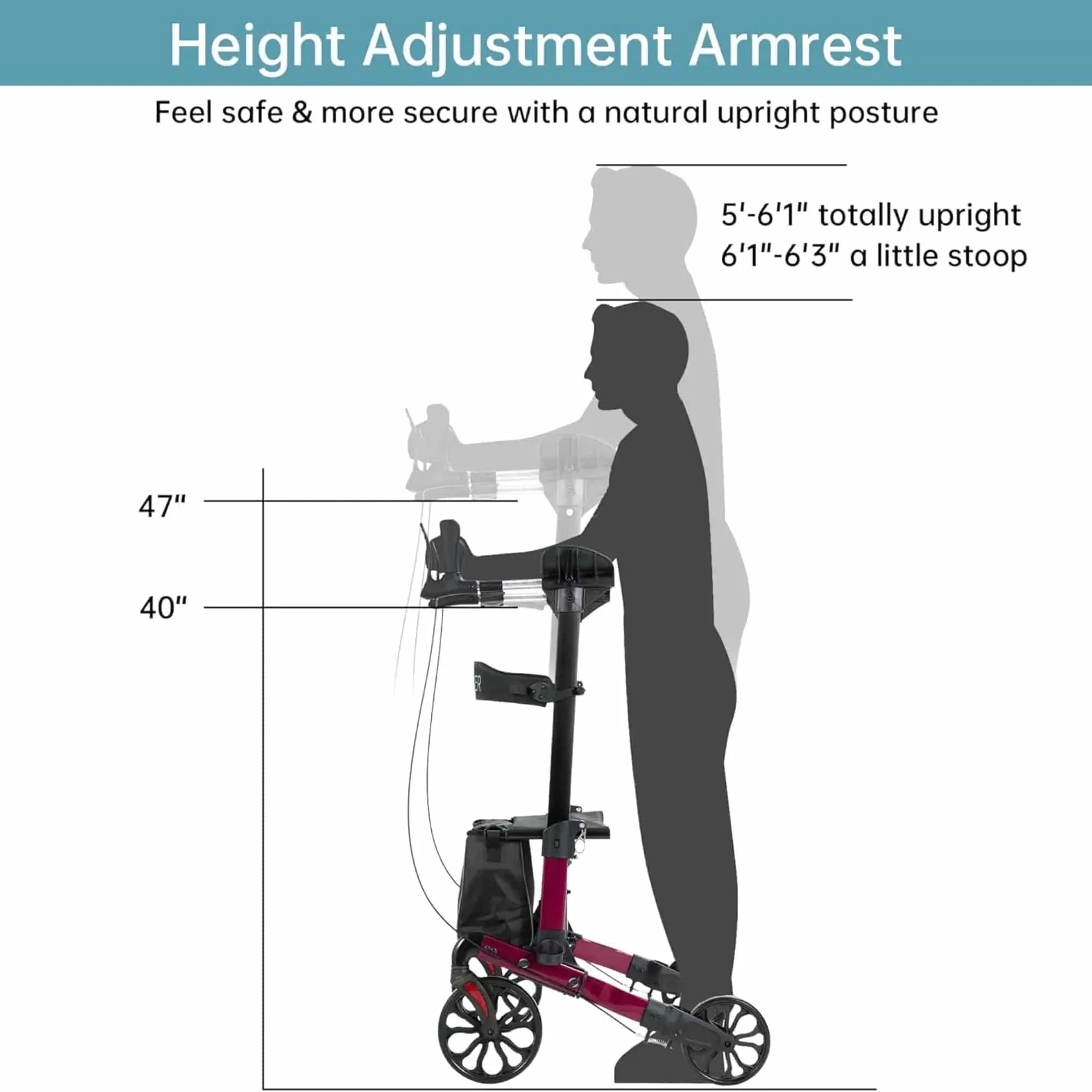 KLD-9263 Spacious Anti-Collision Leg Upright Walker 8