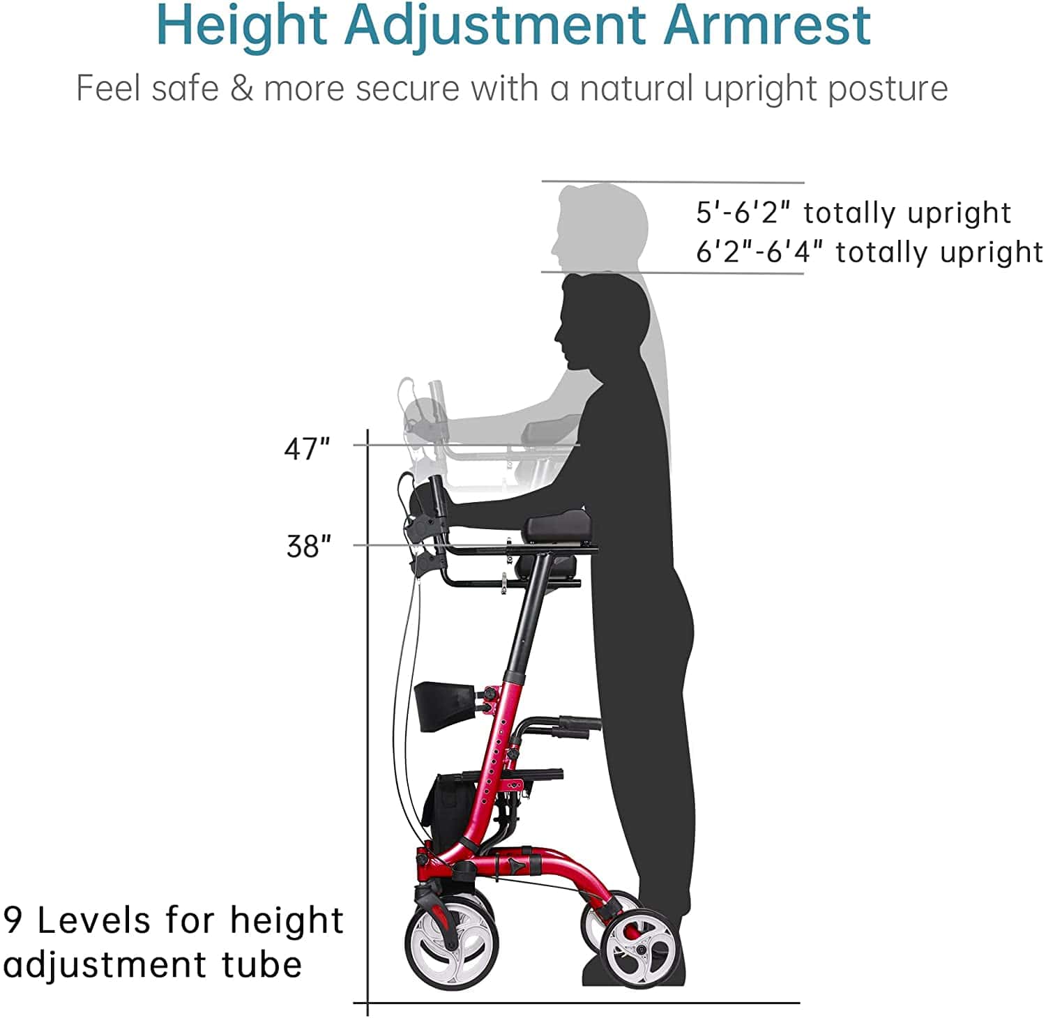 HFK-9210KDB-3 Dual-Brake Lightweight Upright Walker 8