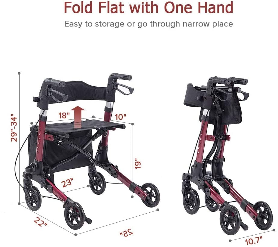 HFK-9202D Dual-Brake Compact Foldable Rollator Walker 6