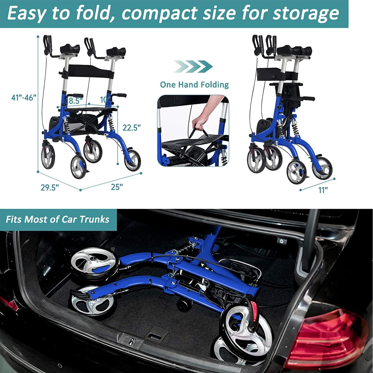 HFK-9211B Dual-Brake Shock-Absorbing Upright Walker 8