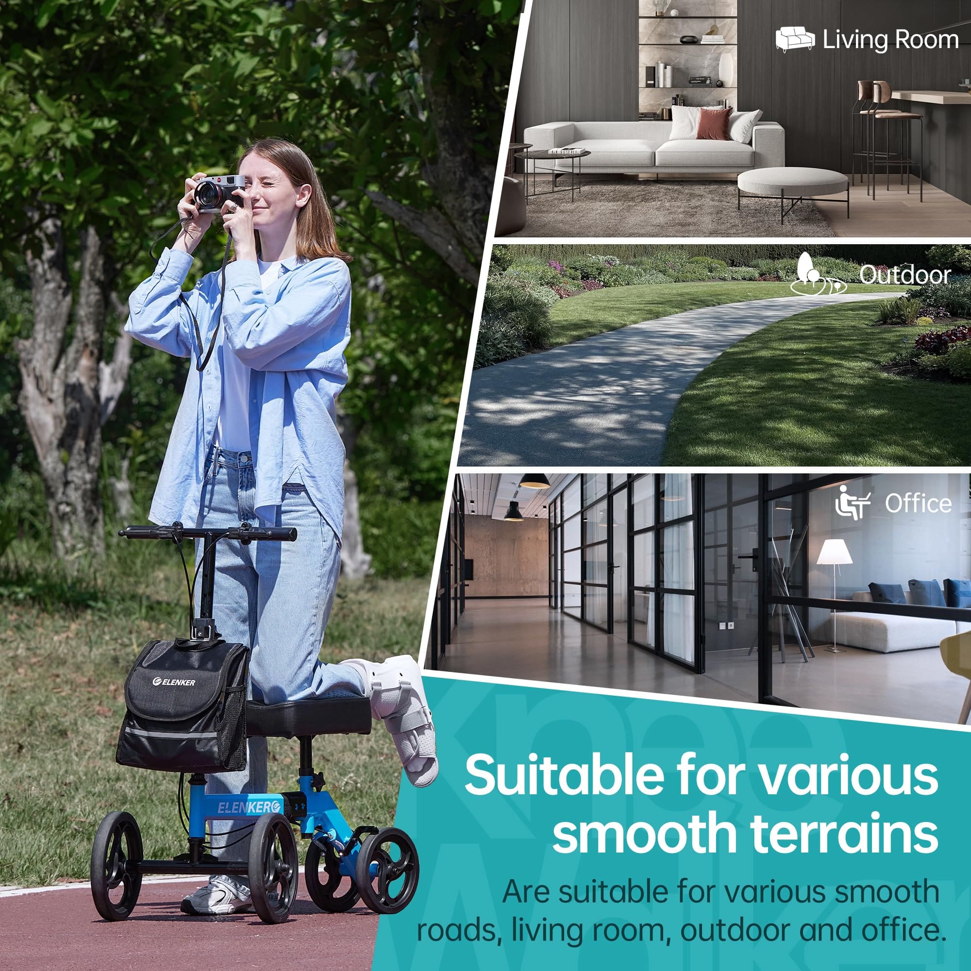 YF-9002D Steerable Deluxe Medical Knee Walker 10