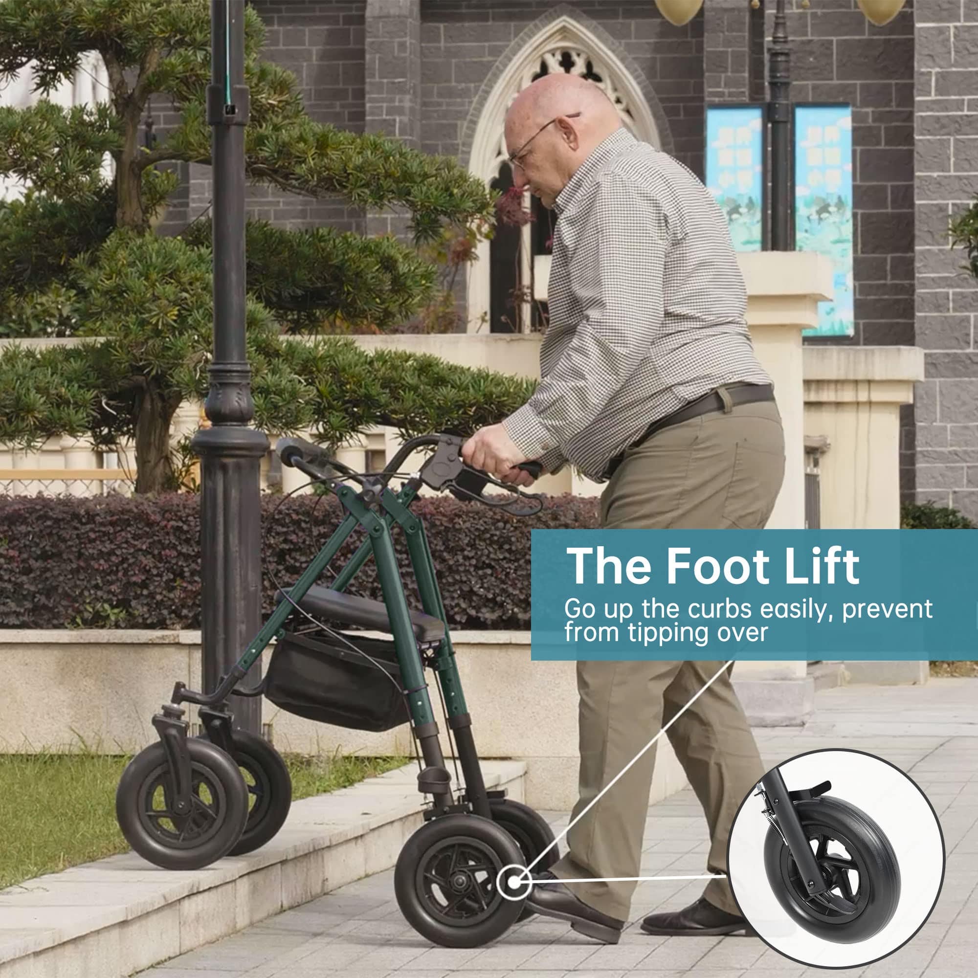 HFK-9236D4 All Terrain Dual-Brake Rollator Walker 10