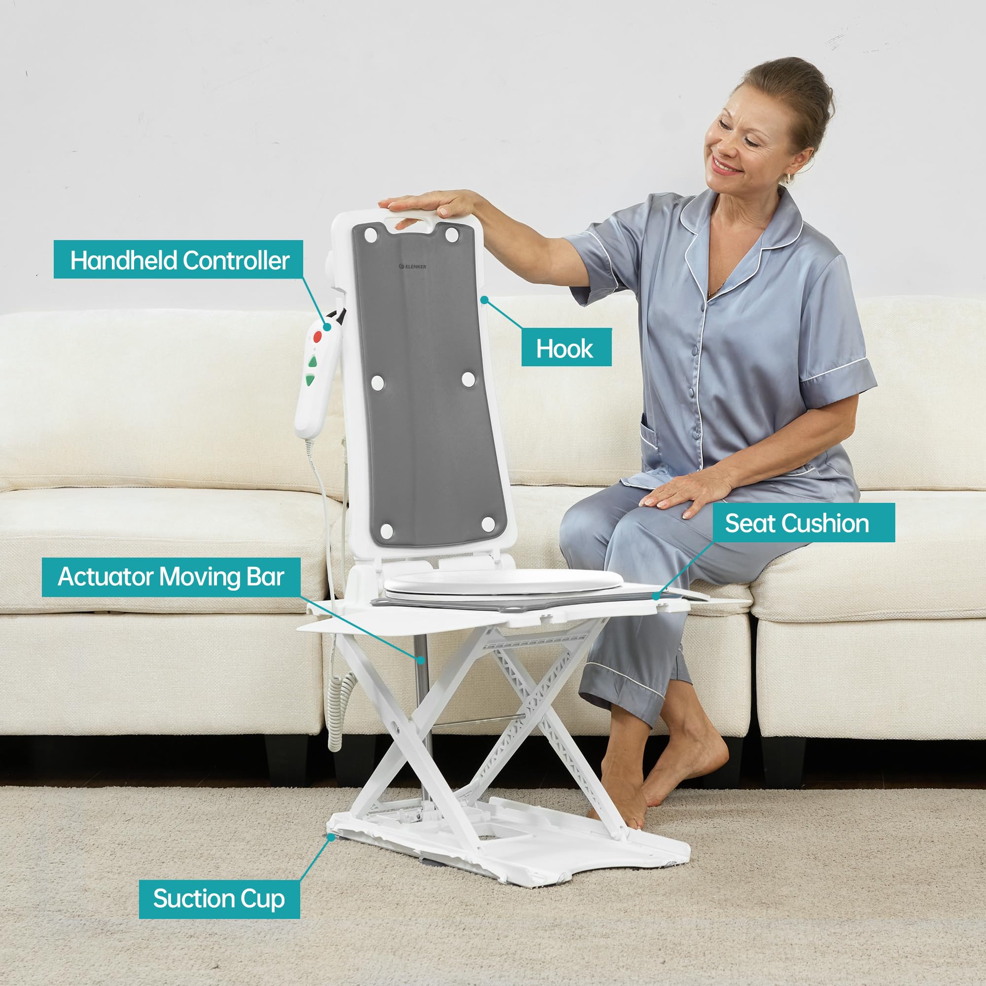 JC35M3-1 360° Swivel Plate Safety Electric Lift Shower Chair with Seat Belt