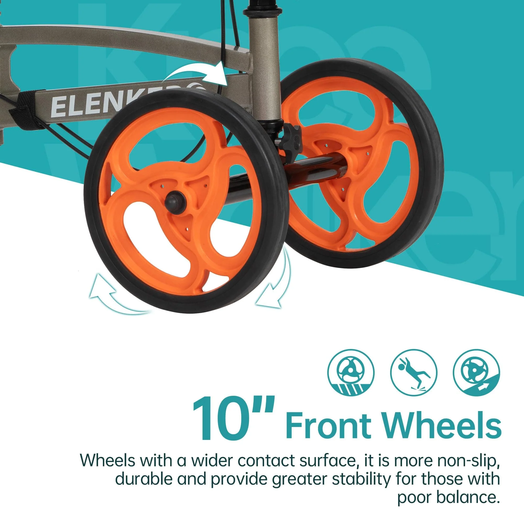 YF-9010A Steerable Knee Scooter, Foldable Knee Walker with Basket Dual Braking System Knee Scooters for Injured Ankle and Broken Foot Champagne