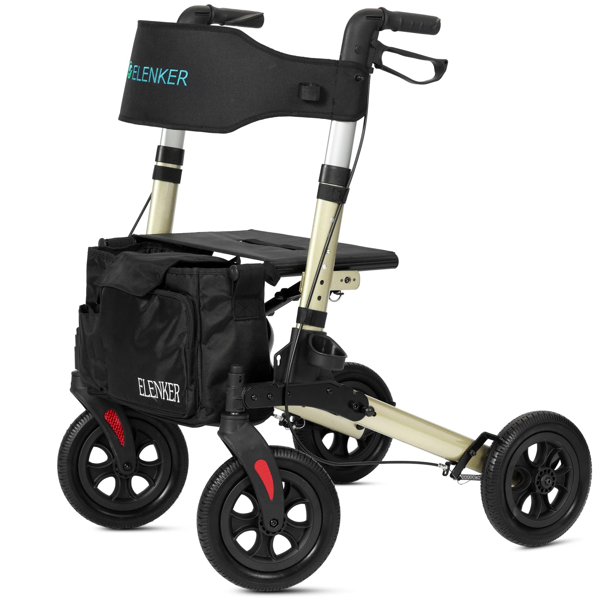 HFK-9202E All Terrain Dual-Brake Compact Foldable Rollator Walker 10