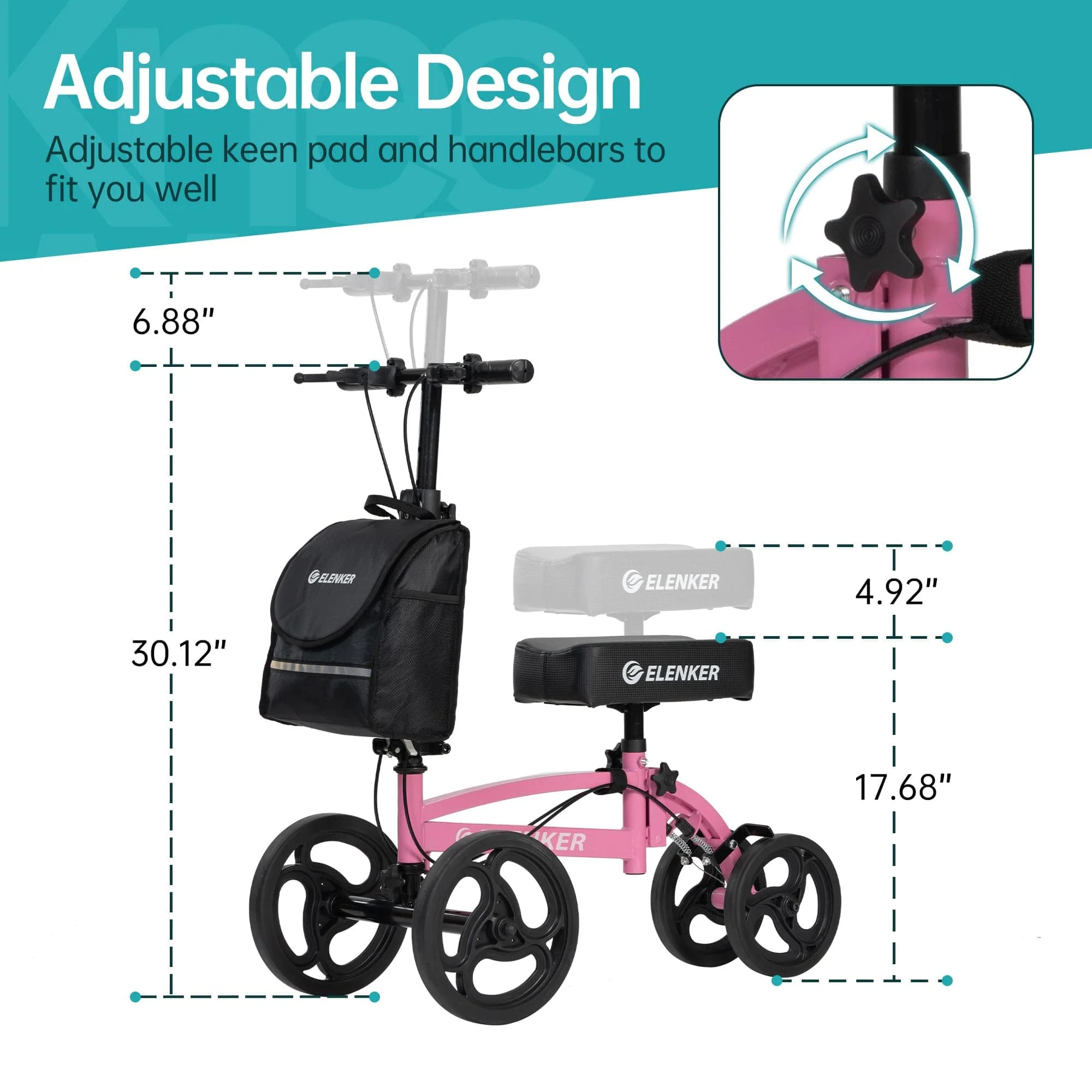 YF-9010A Steerable Foldable Knee Walker 10