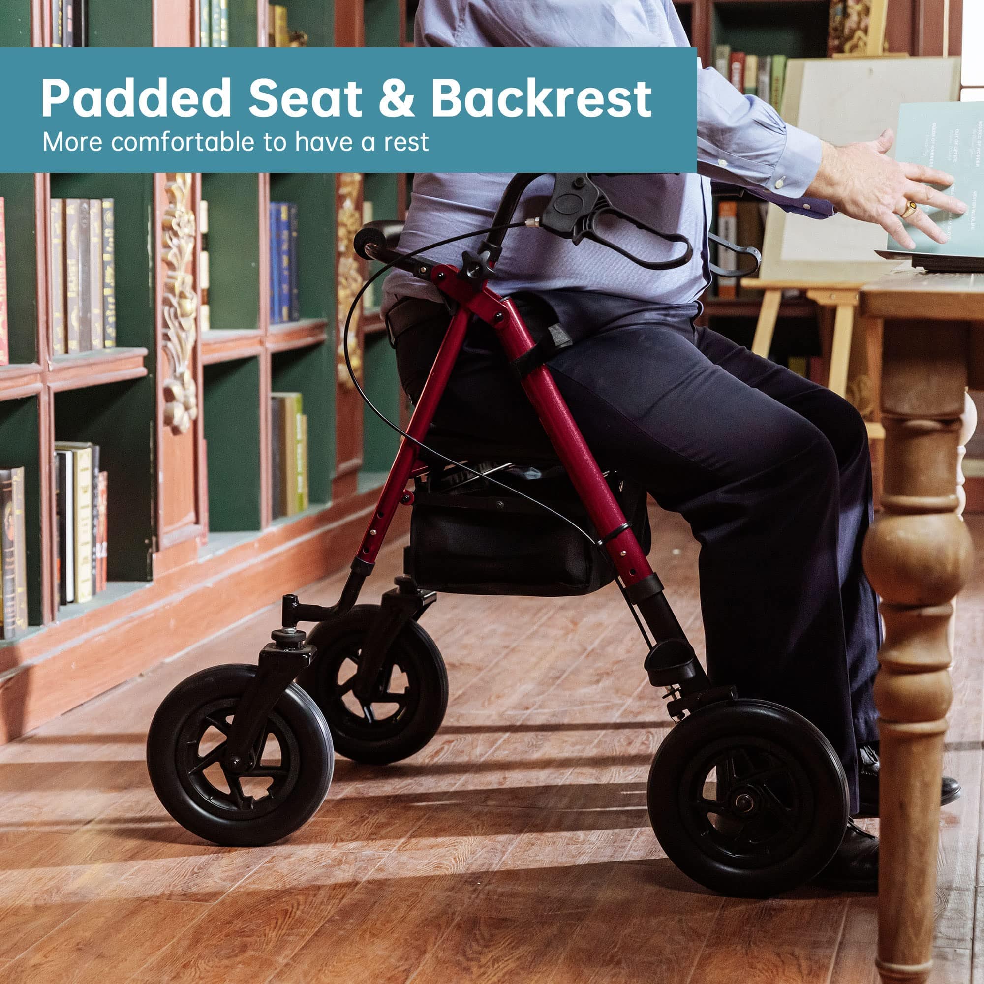 HFK-9236D4 All Terrain Dual-Brake Rollator Walker 10