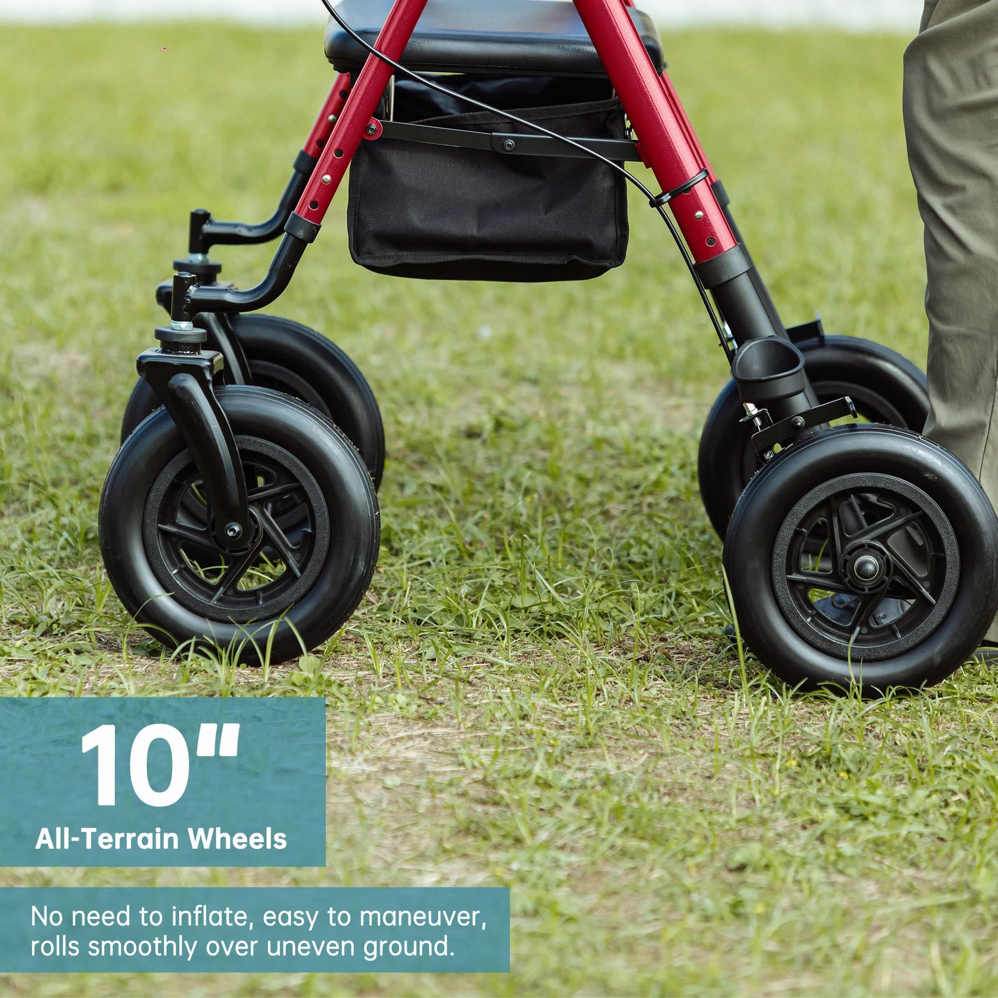 HFK-9236D4 All Terrain Dual-Brake Rollator Walker 10