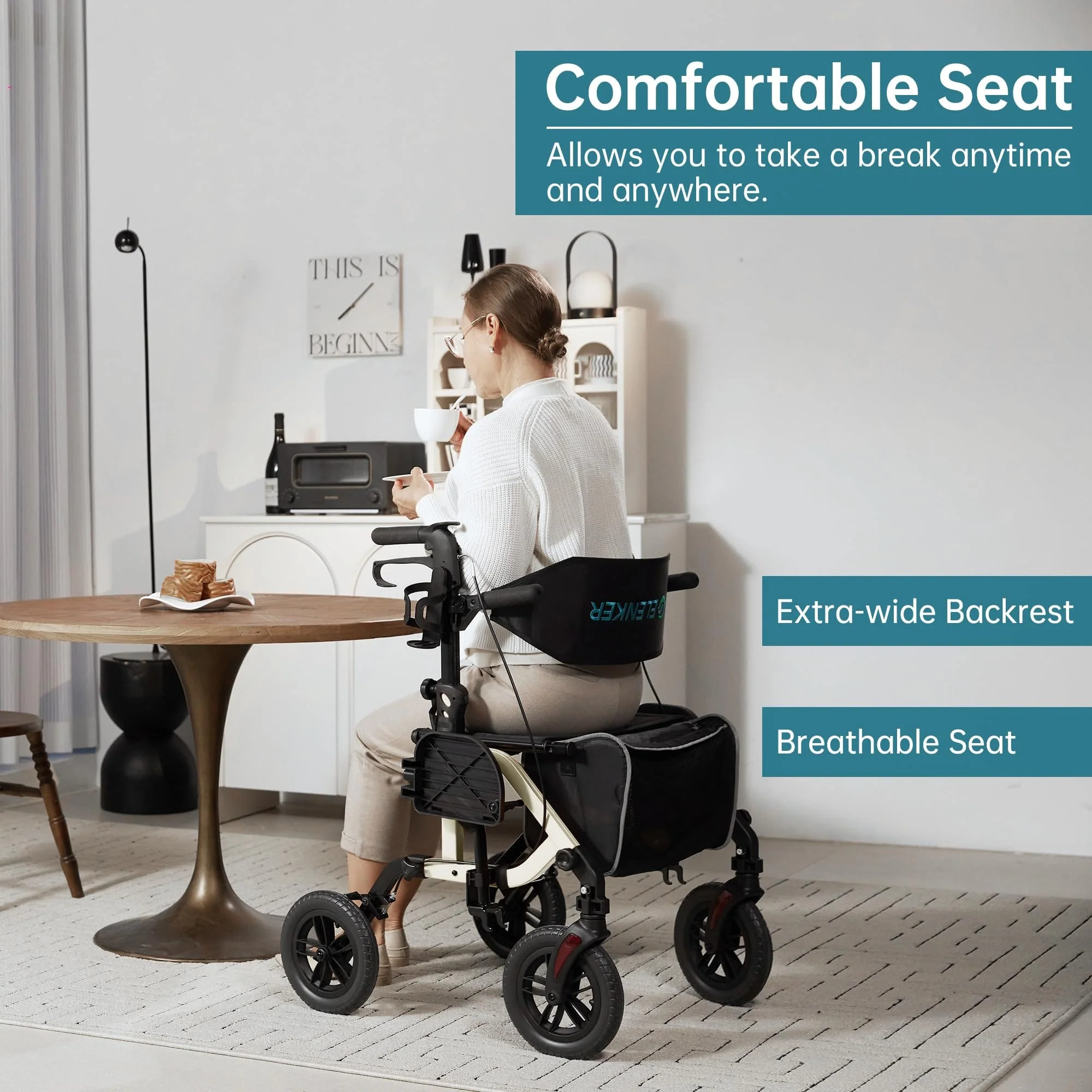 KLD-9224-2 All Terrain 2-in-1 Rollator Walker 10