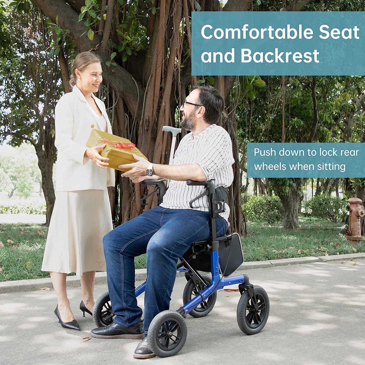 KLD-9212 All Terrain Dual-Brake Rollator Walker 10