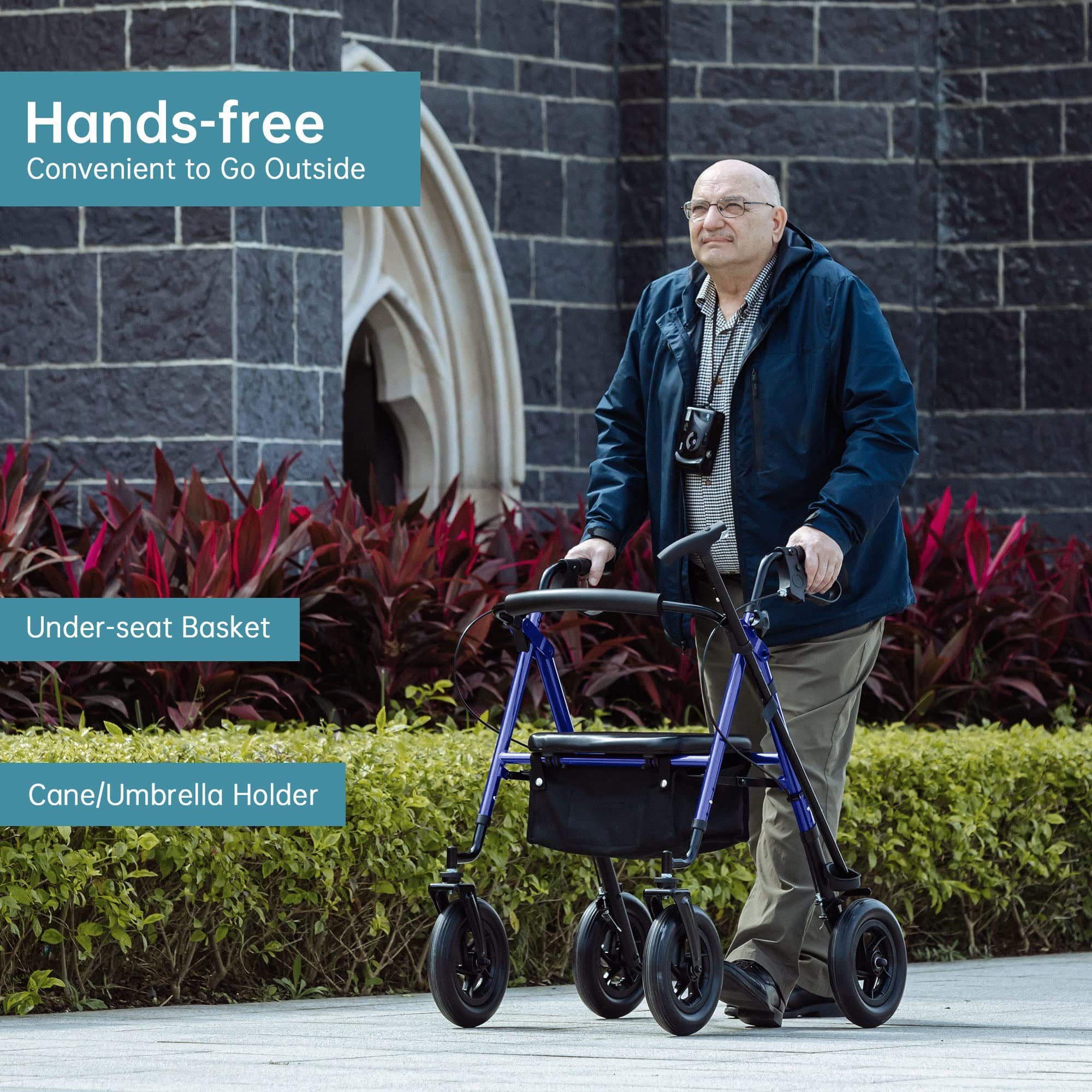 HFK-9236D4 All Terrain Dual-Brake Rollator Walker 10