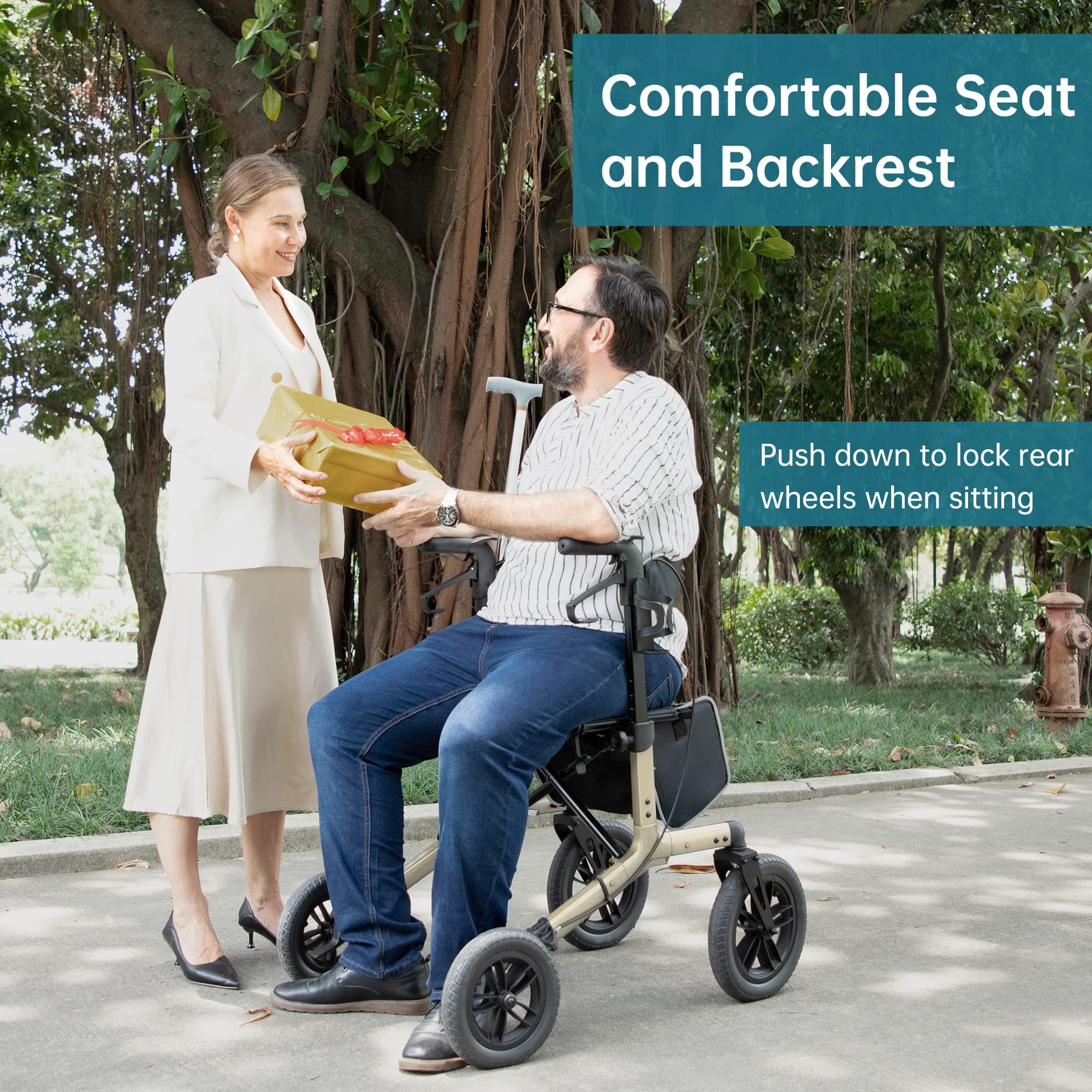 KLD-9212 All Terrain Dual-Brake Rollator Walker 10