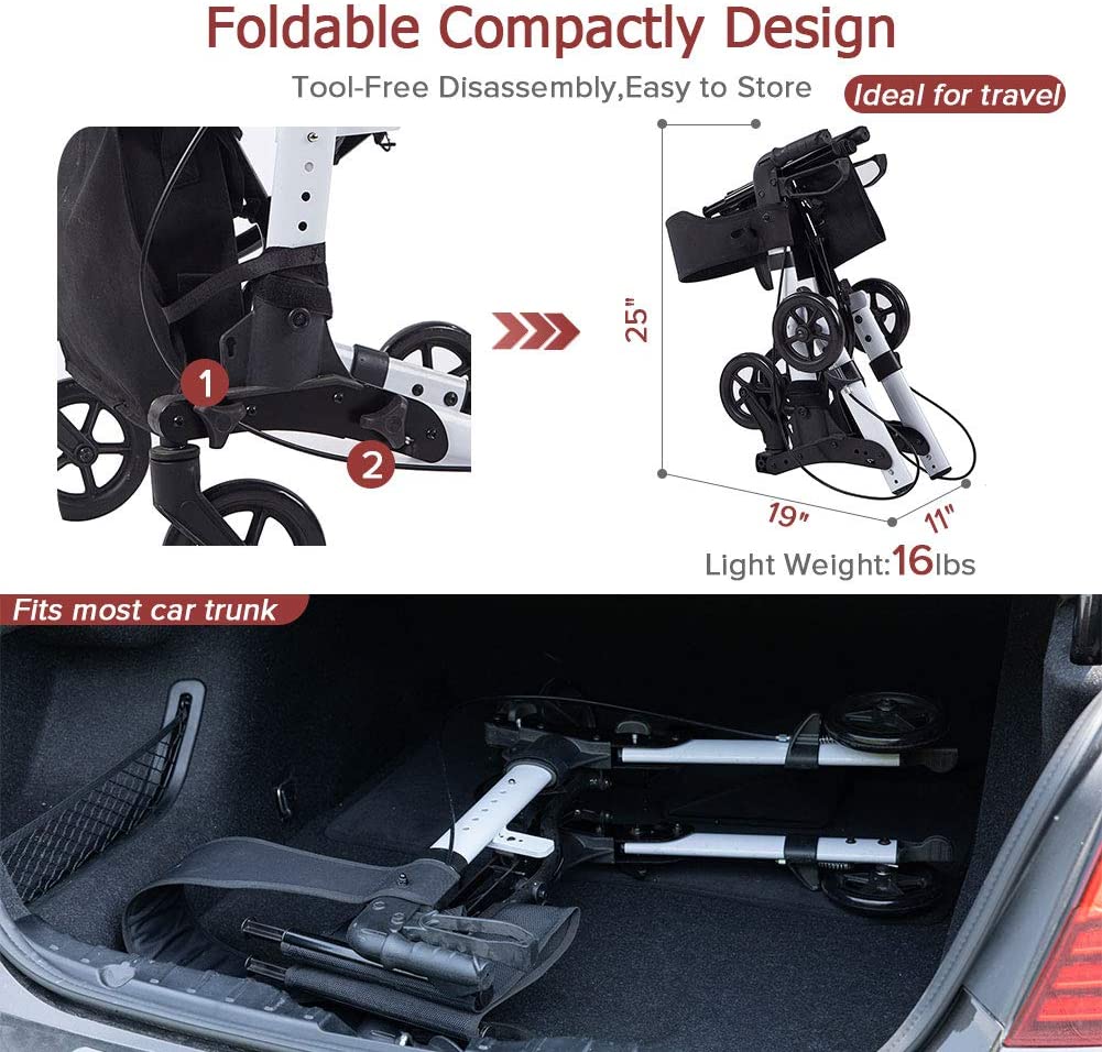 HFK-9202D Dual-Brake Compact Foldable Rollator Walker 6