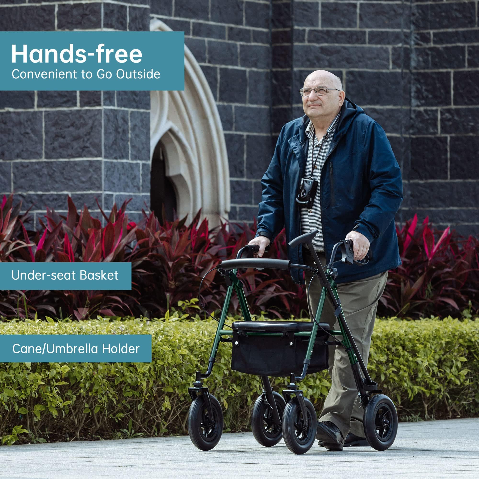 HFK-9236D4 All Terrain Dual-Brake Rollator Walker 10