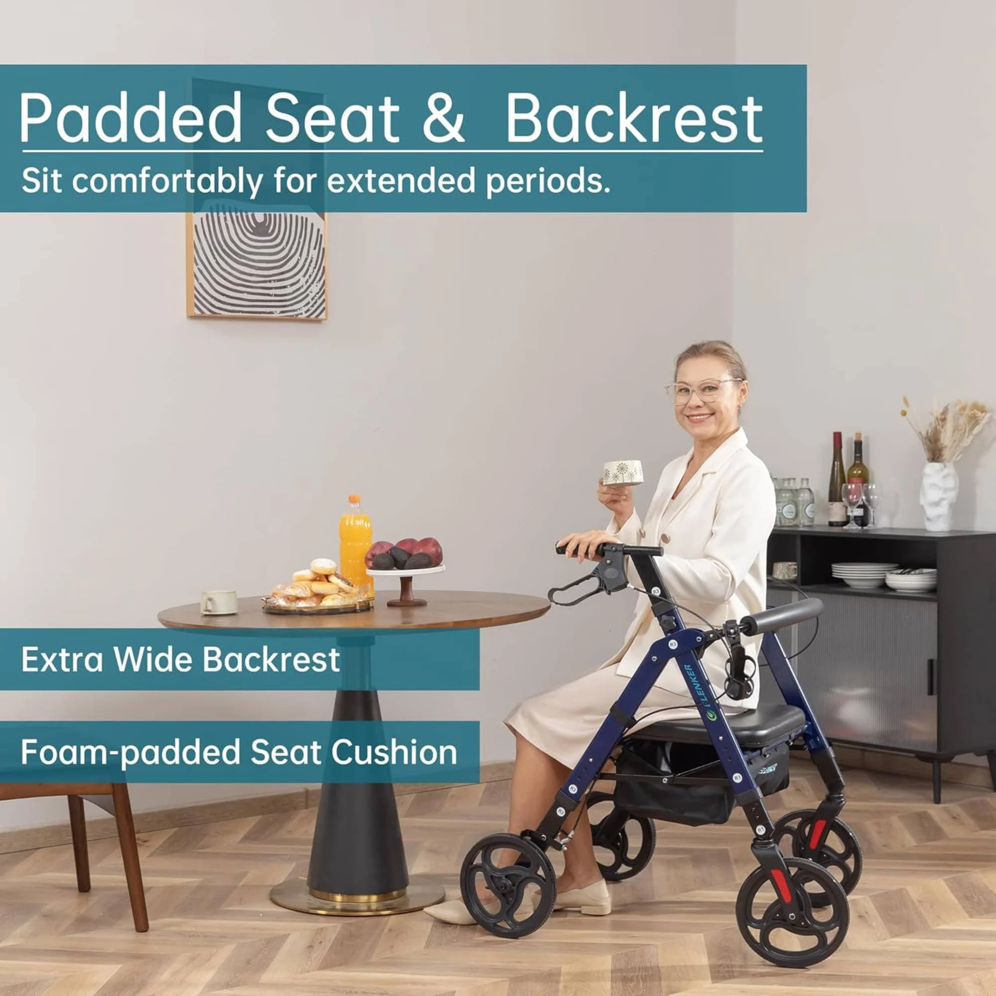 YF-9007A Dual-Brake Heavy Duty Rollator Walker 10