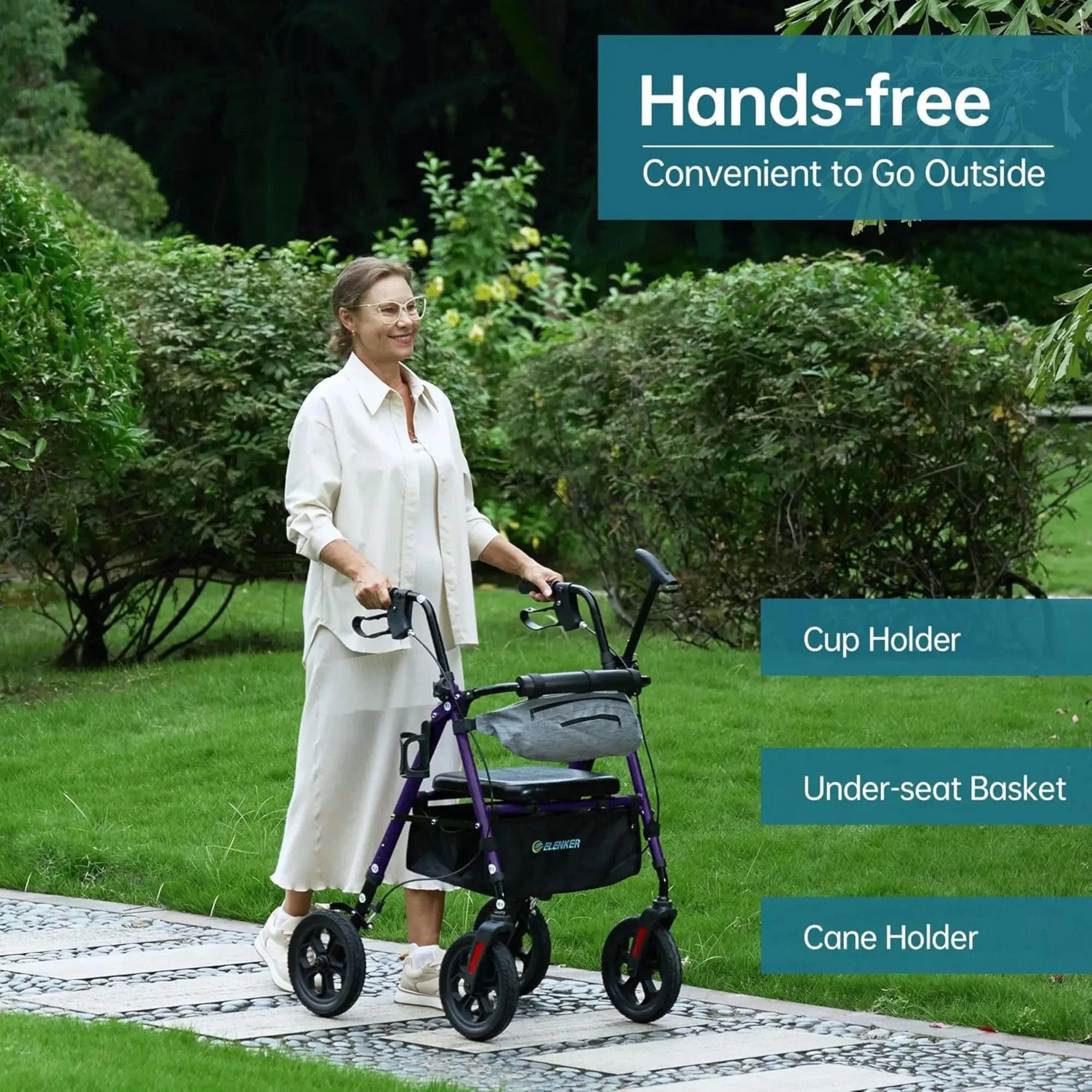 YF-9007E All-Terrain Dual-Brake Rollator Walker 10