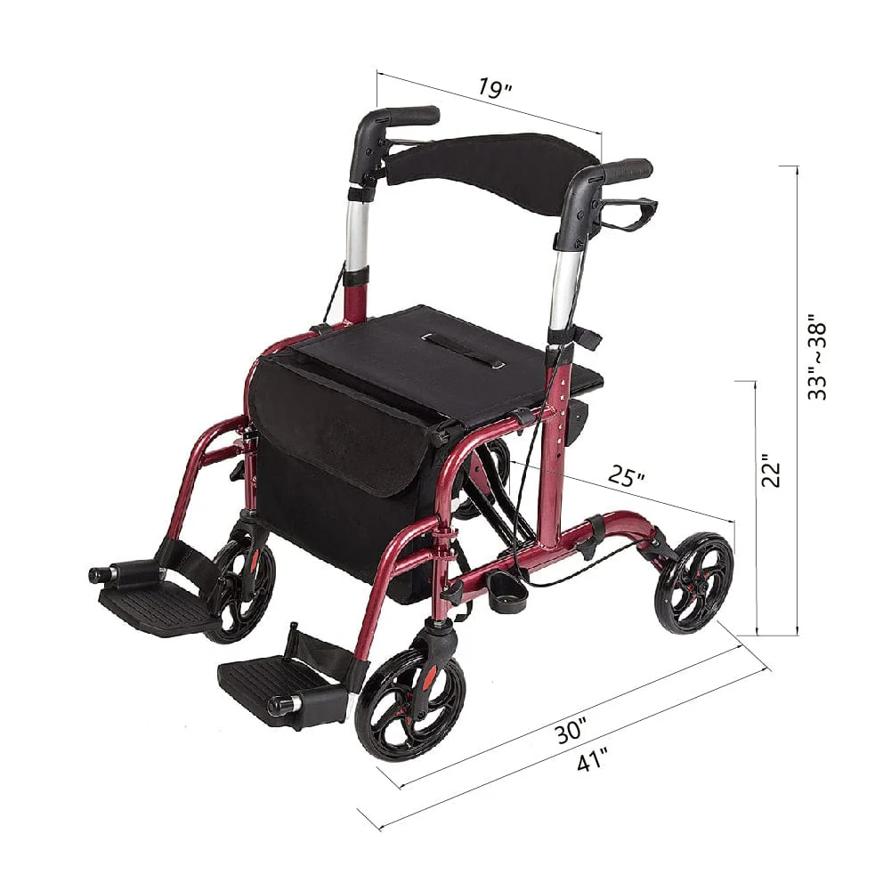 HFK-9213 2-in-1 Ergonomic Handgrip Rollator Walker 10