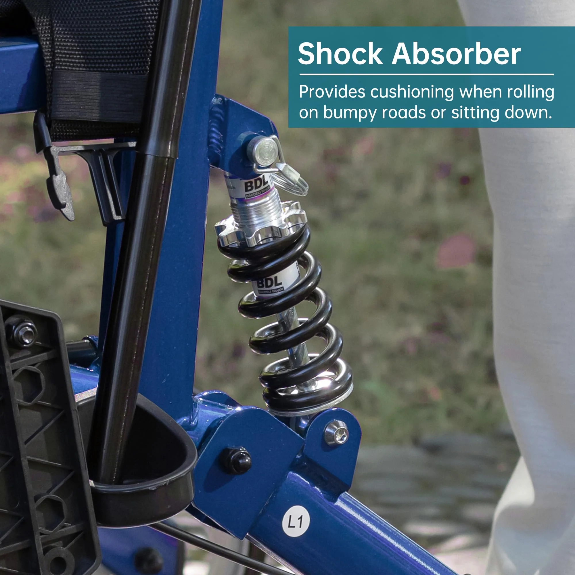 HFK-9294 2-in-1 Shock-Absorbing Rollator Walker 8” Rear Wheels