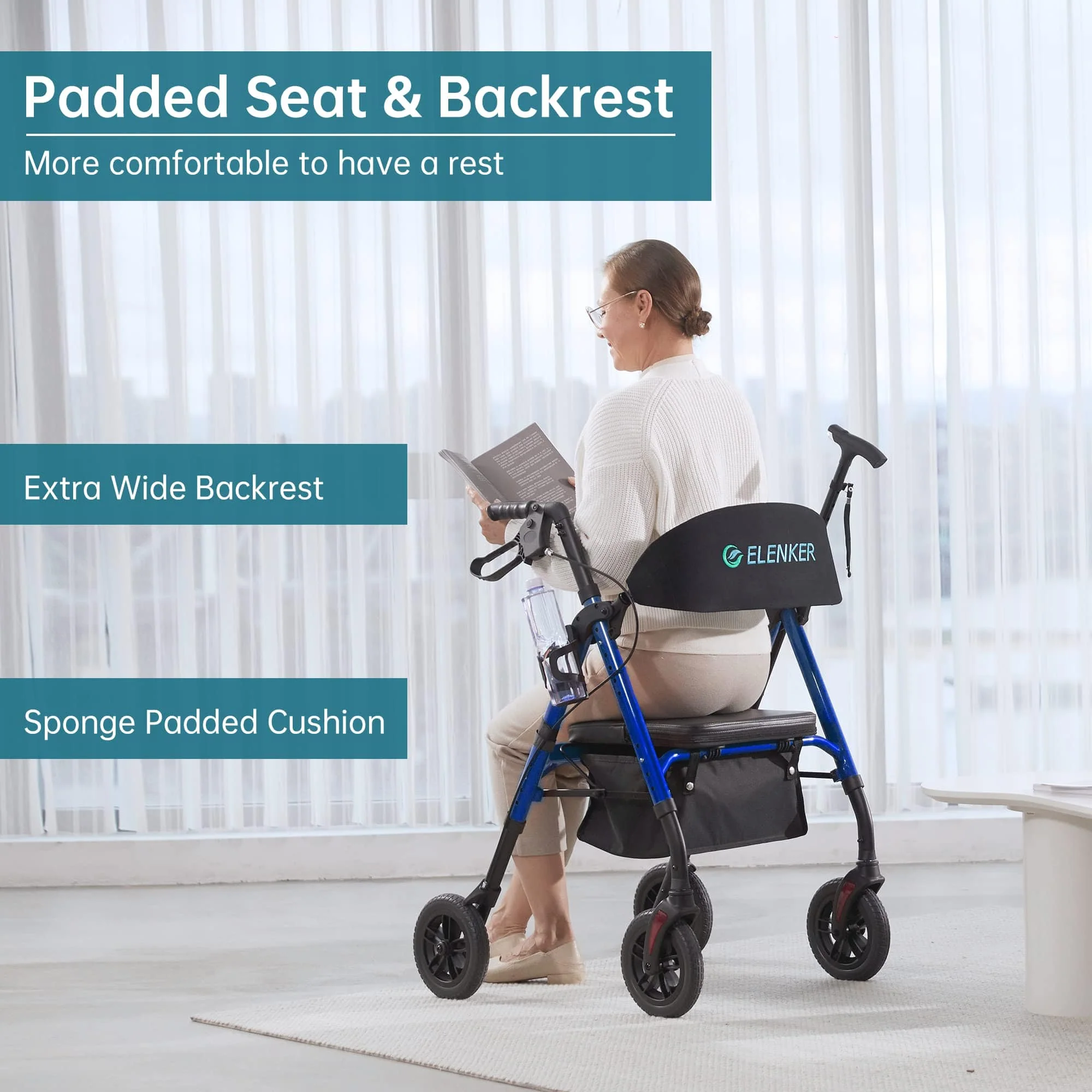 KLD-9218 All Terrain Dual-Brake Rollator Walker 8