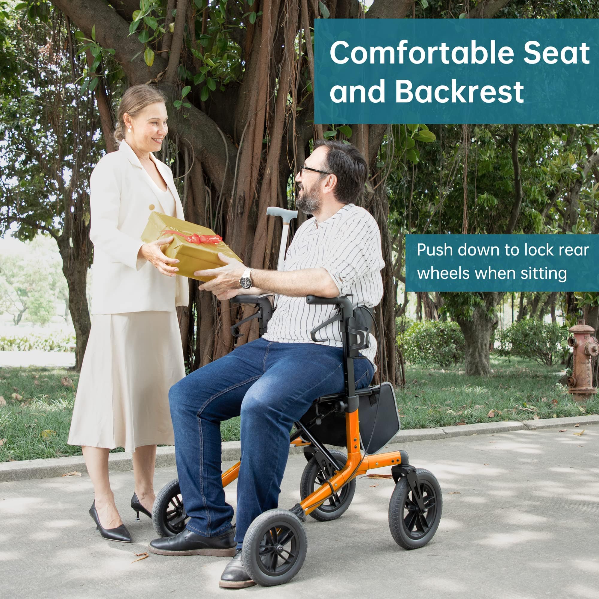 KLD-9212 All Terrain Dual-Brake Rollator Walker 10