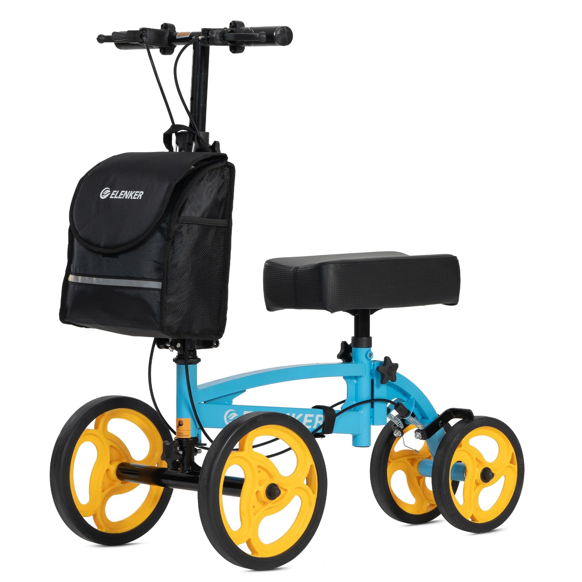 YF-9010A Steerable Knee Scooter, Foldable Knee Walker with Basket Dual Braking System Knee Scooters for Injured Ankle and Broken Foot Blue