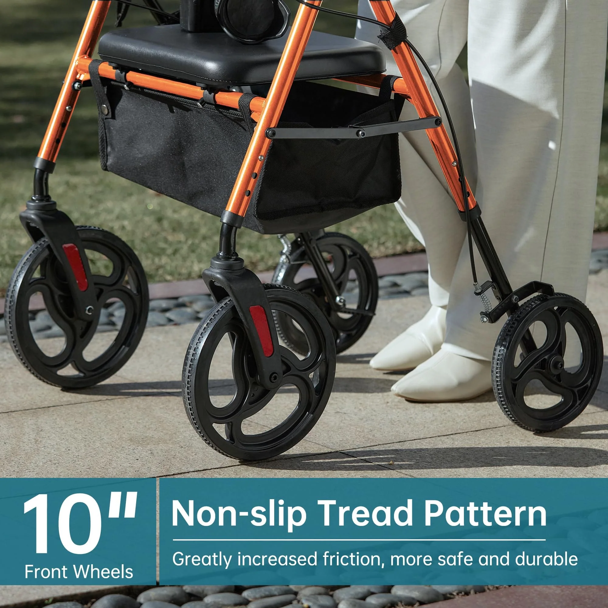 YF-9007B Dual-Brake Ergonomic Handgrip Rollator Walker 8