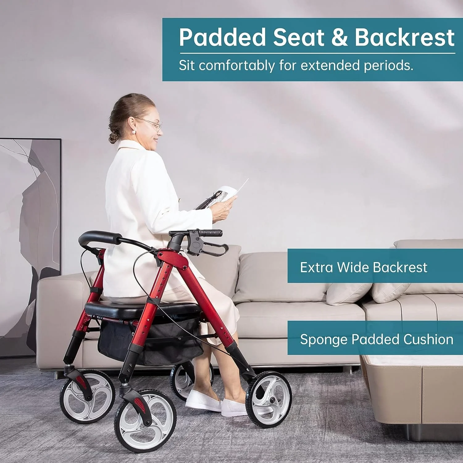 HFK-9219 Dual-Brake Heavy Duty Rollator Walker 10