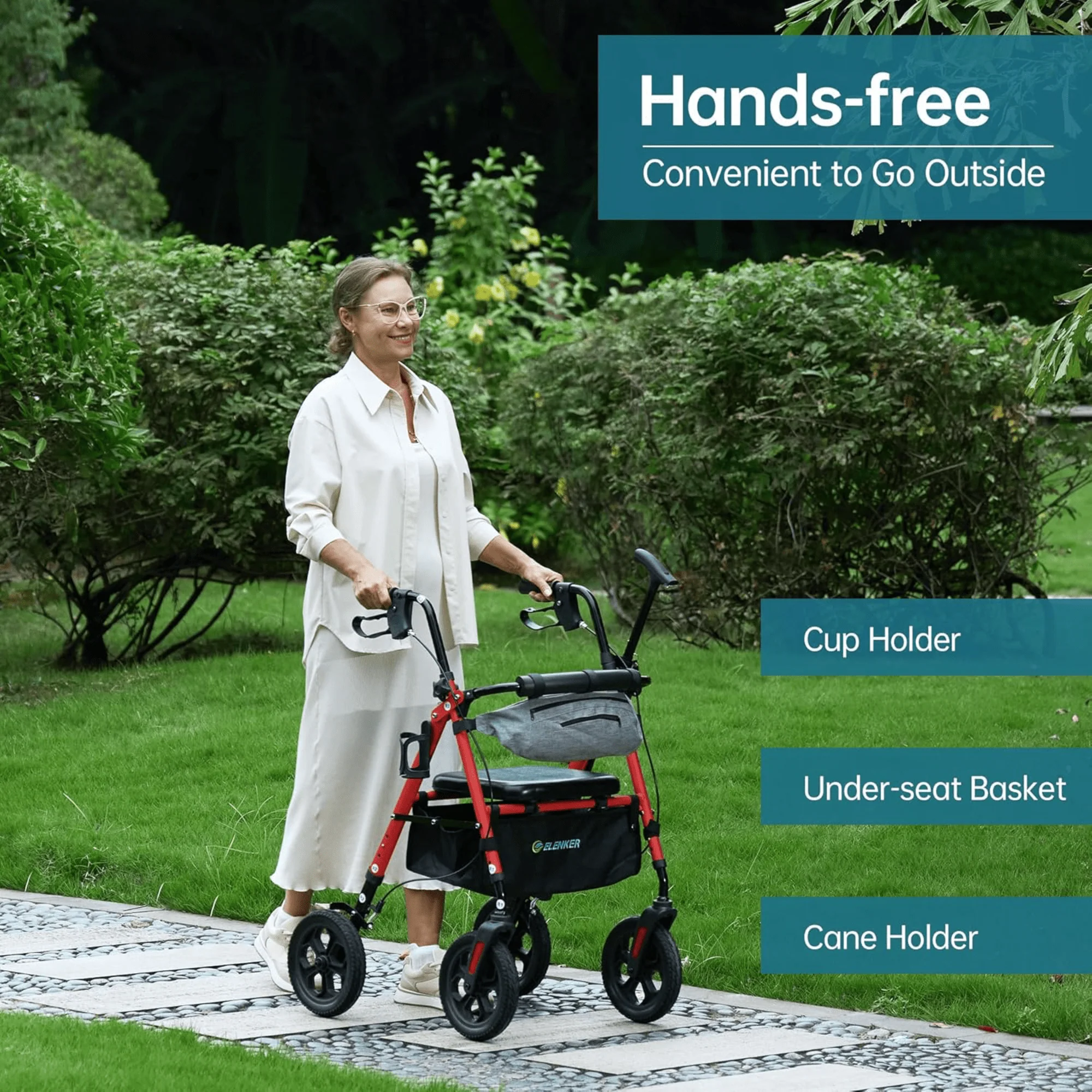 YF-9007E All-Terrain Dual-Brake Rollator Walker 10