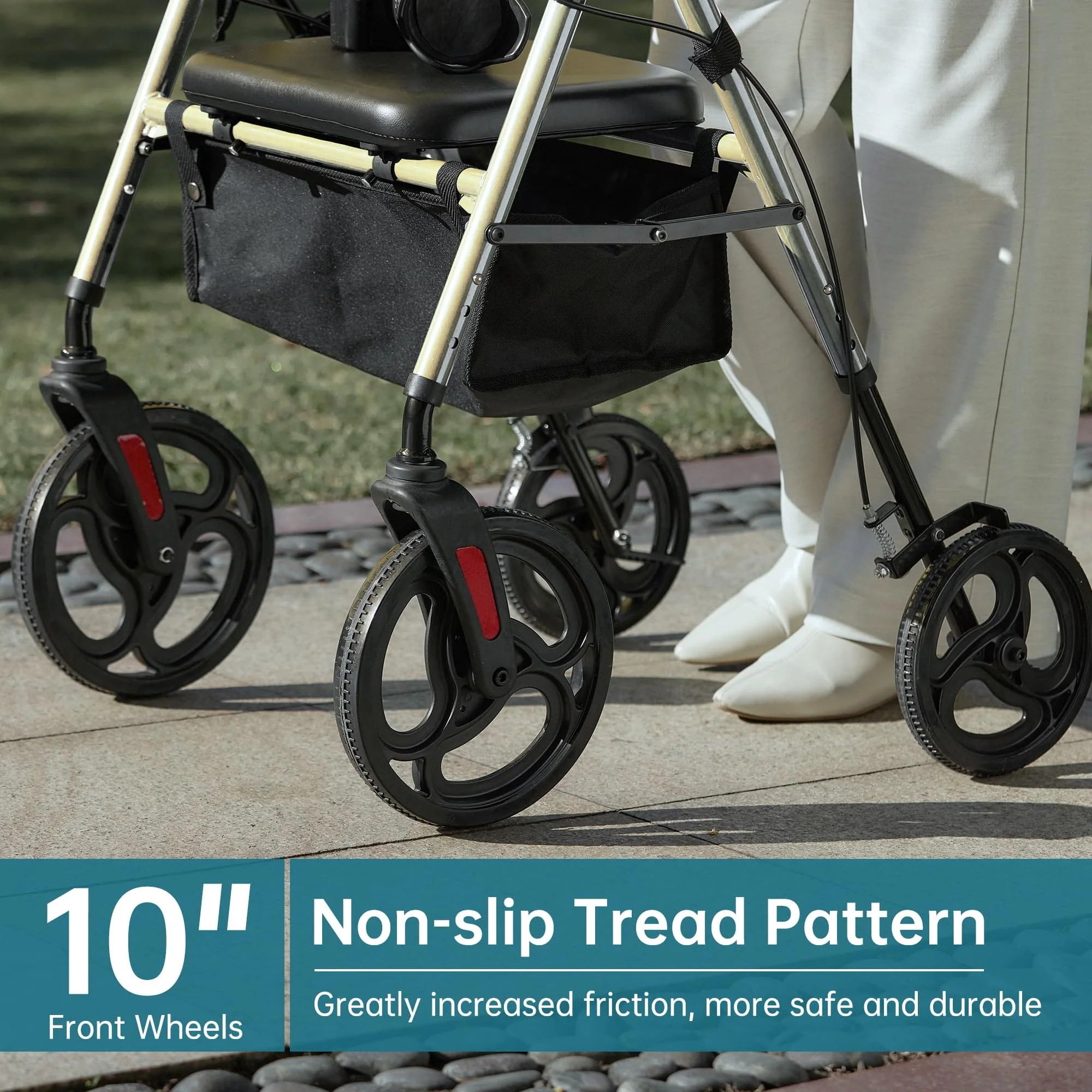 YF-9007B Dual-Brake Ergonomic Handgrip Rollator Walker 8