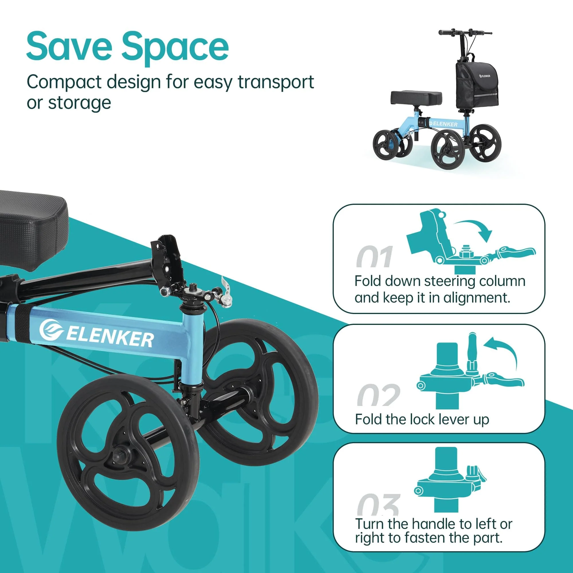 YF-9002D Steerable Deluxe Medical Knee Walker 10