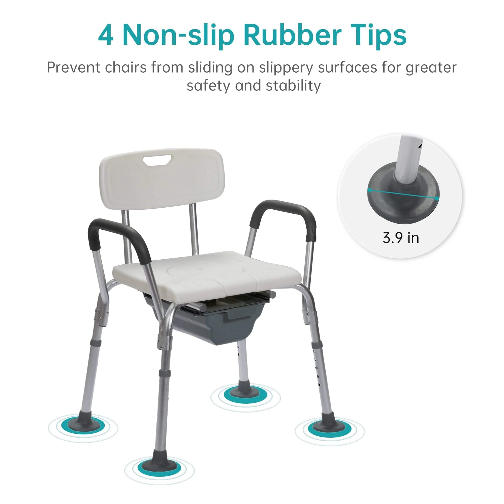 KY-1203B-1 4-in-1 Non-Slip Medical Shower Seat Chair
